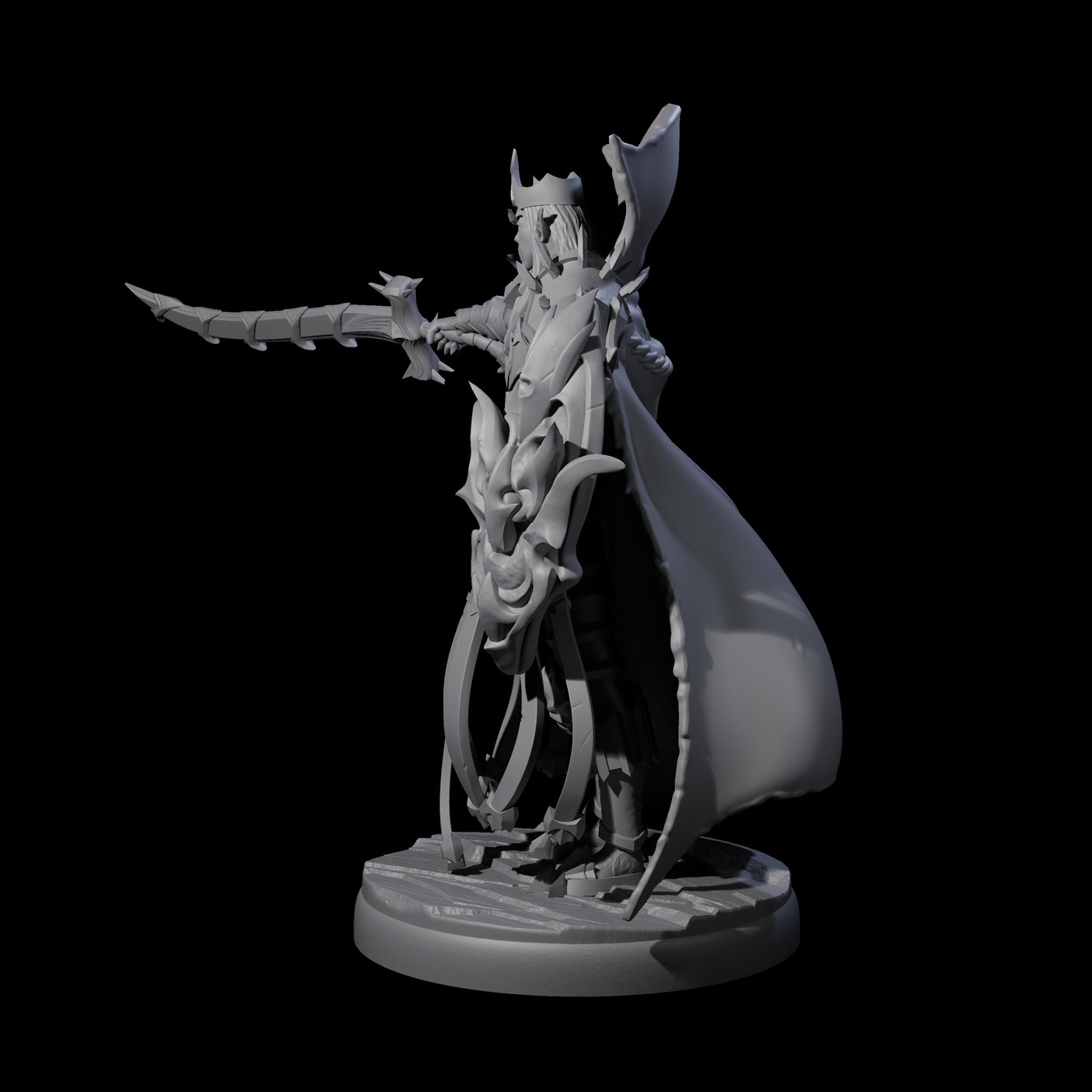 Royal Dark Elf Knight K Miniature for Dungeons and Dragons, Pathfinder or other TTRPGs