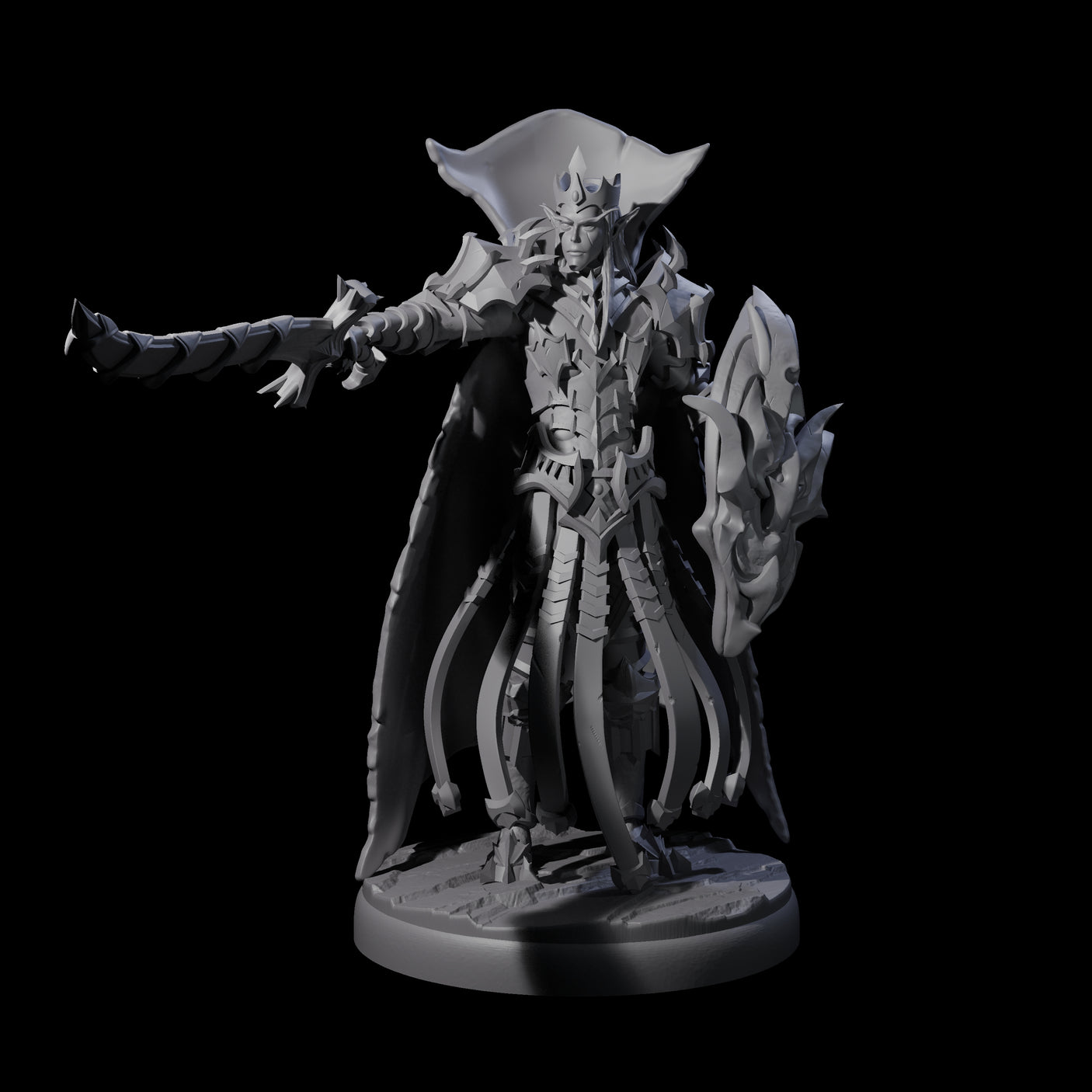 Royal Dark Elf Knight K Miniature for Dungeons and Dragons, Pathfinder or other TTRPGs