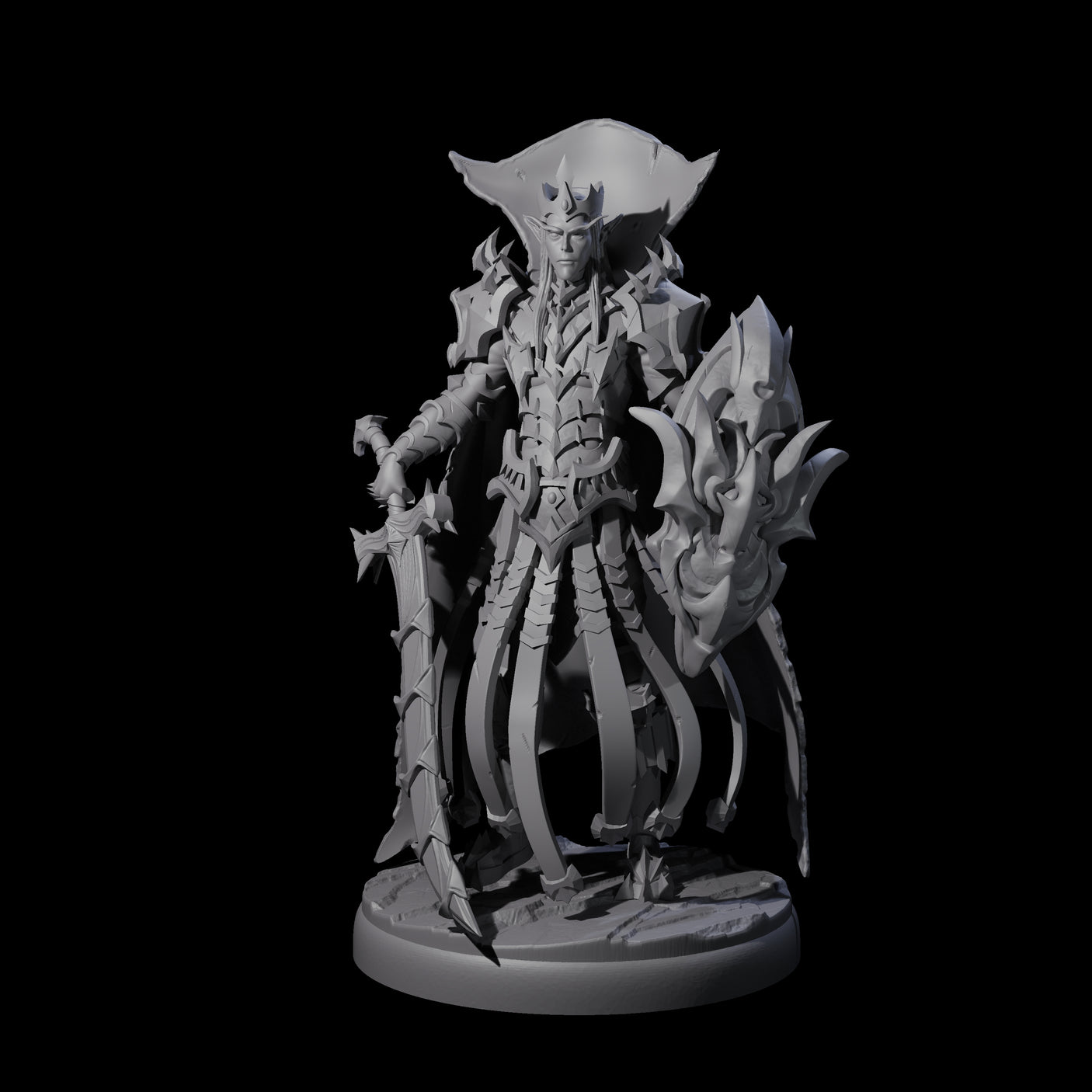 Royal Dark Elf Knight L Miniature for Dungeons and Dragons, Pathfinder or other TTRPGs