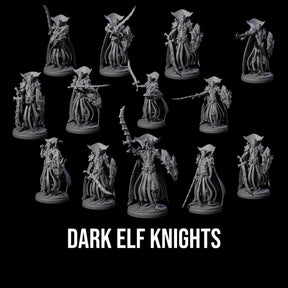 Royal Dark Elf Knight Phalanx Miniature for Dungeons and Dragons, Pathfinder or other TTRPGs