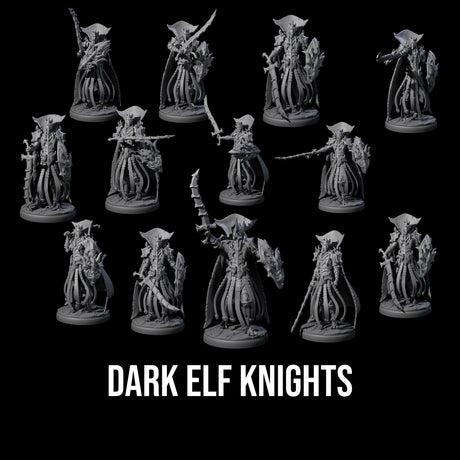 Royal Dark Elf Knight Phalanx Miniature for Dungeons and Dragons, Pathfinder or other TTRPGs