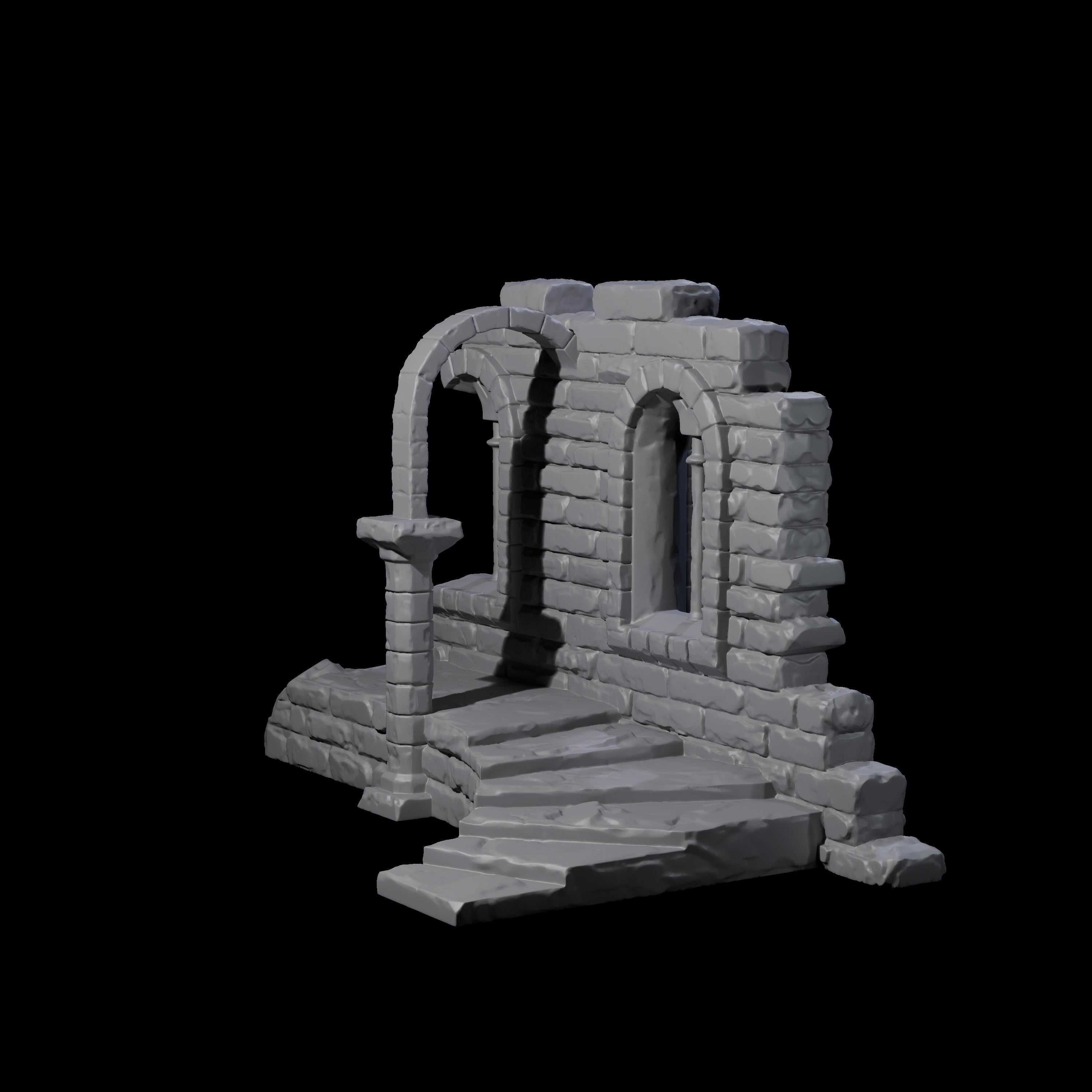 Ruined Archway and Staircase Miniature for Dungeons and Dragons, Pathfinder or other TTRPGs