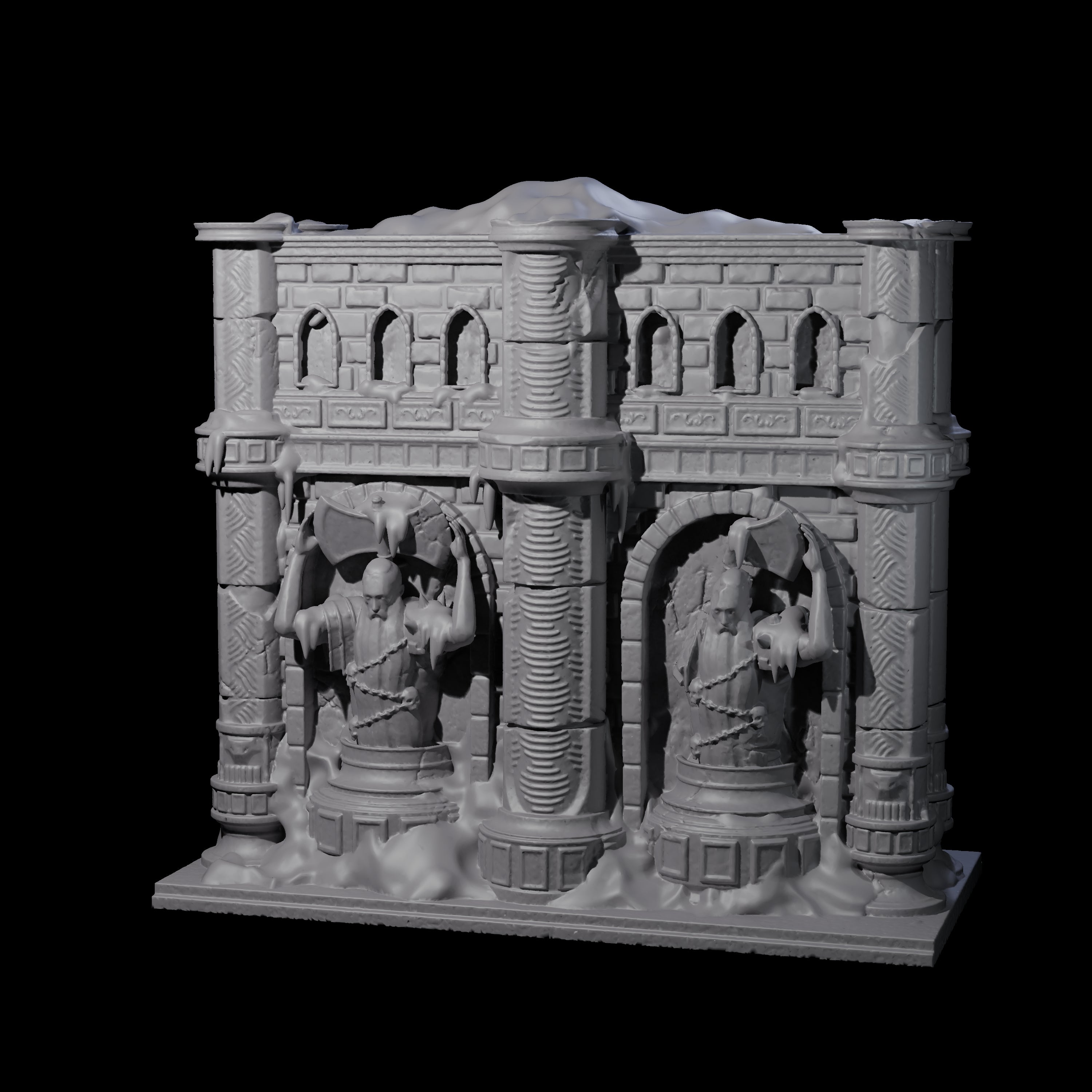 Ruined Frost Giant Temple Wall A Miniature for Dungeons and Dragons, Pathfinder or other TTRPGs