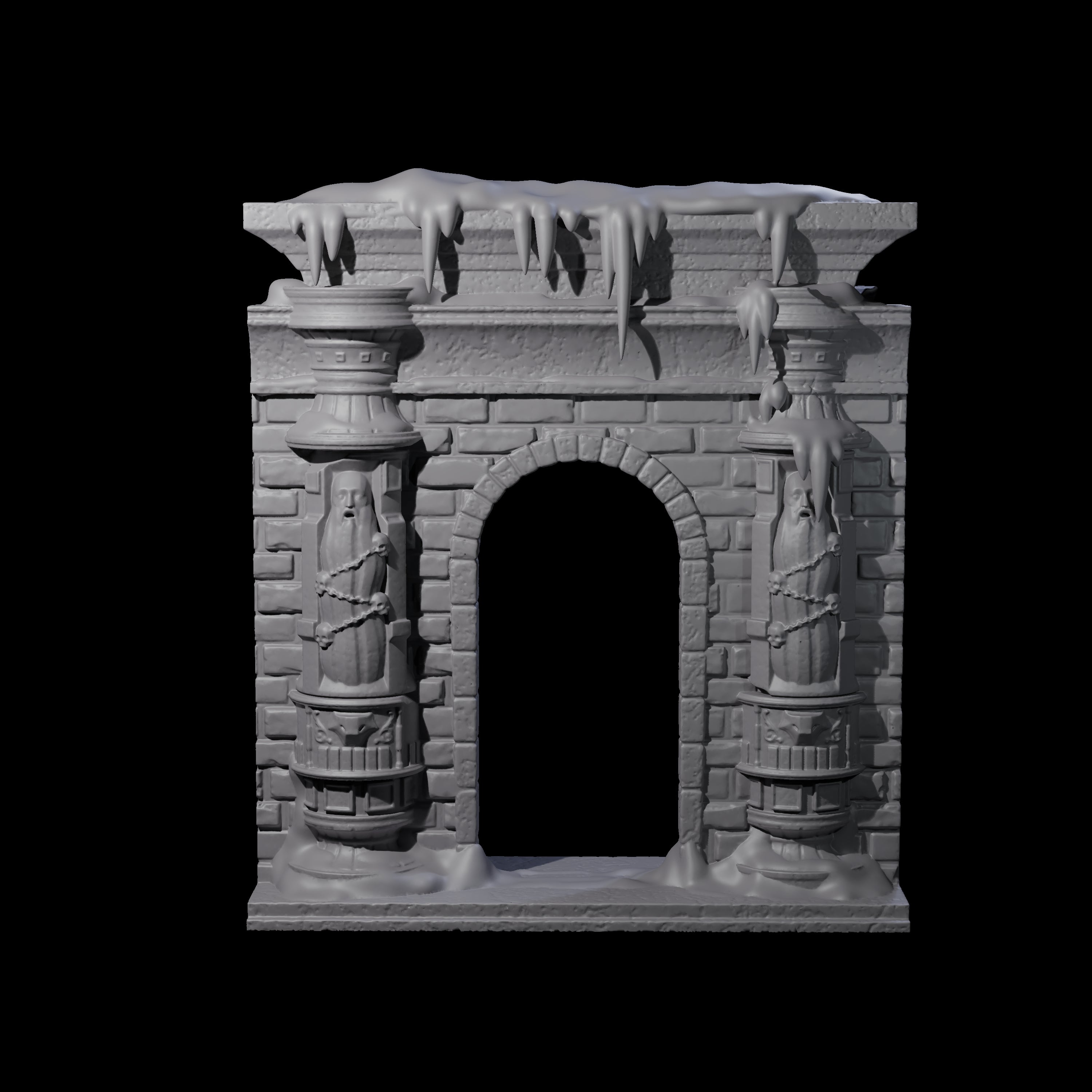 Ruined Frost Giant Temple Wall B Miniature for Dungeons and Dragons, Pathfinder or other TTRPGs