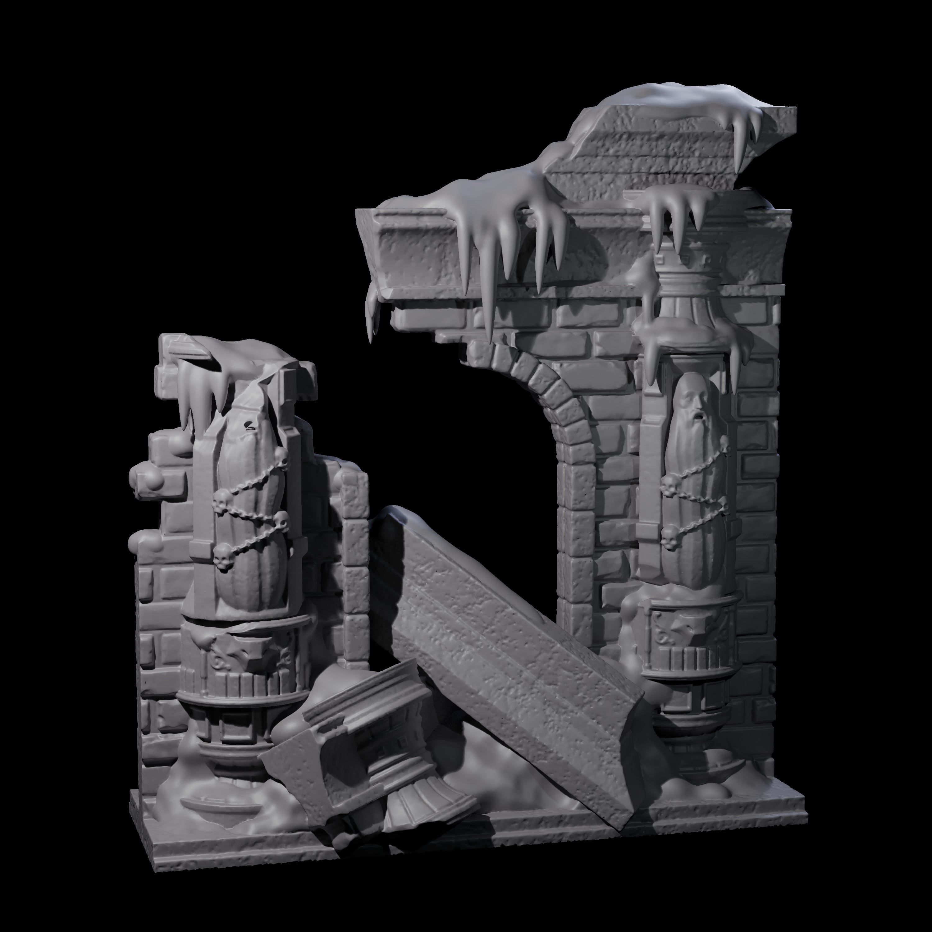 Ruined Frost Giant Temple Wall C Miniature for Dungeons and Dragons, Pathfinder or other TTRPGs