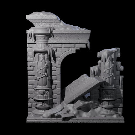 Ruined Frost Giant Temple Wall C Miniature for Dungeons and Dragons, Pathfinder or other TTRPGs