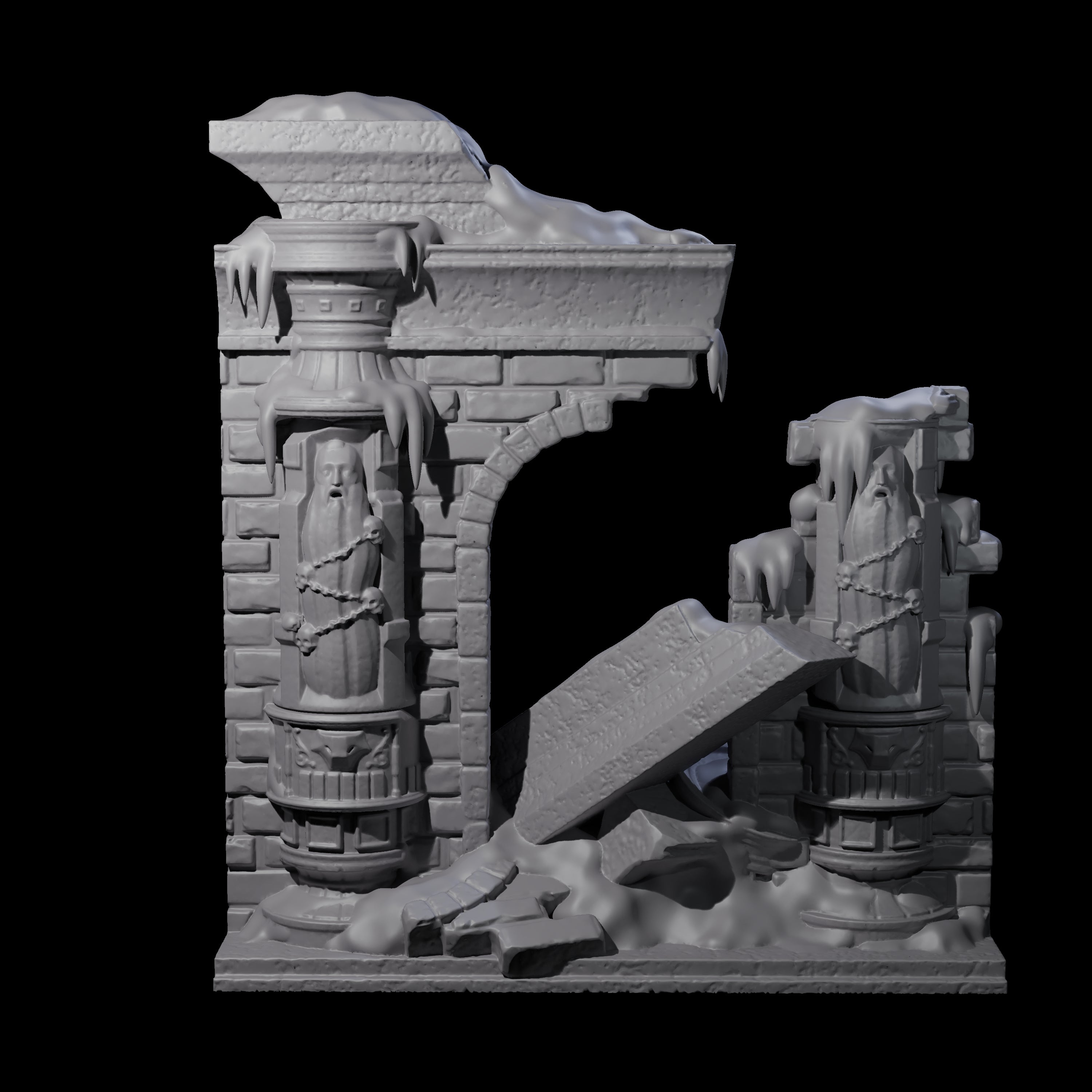 Ruined Frost Giant Temple Wall C Miniature for Dungeons and Dragons, Pathfinder or other TTRPGs