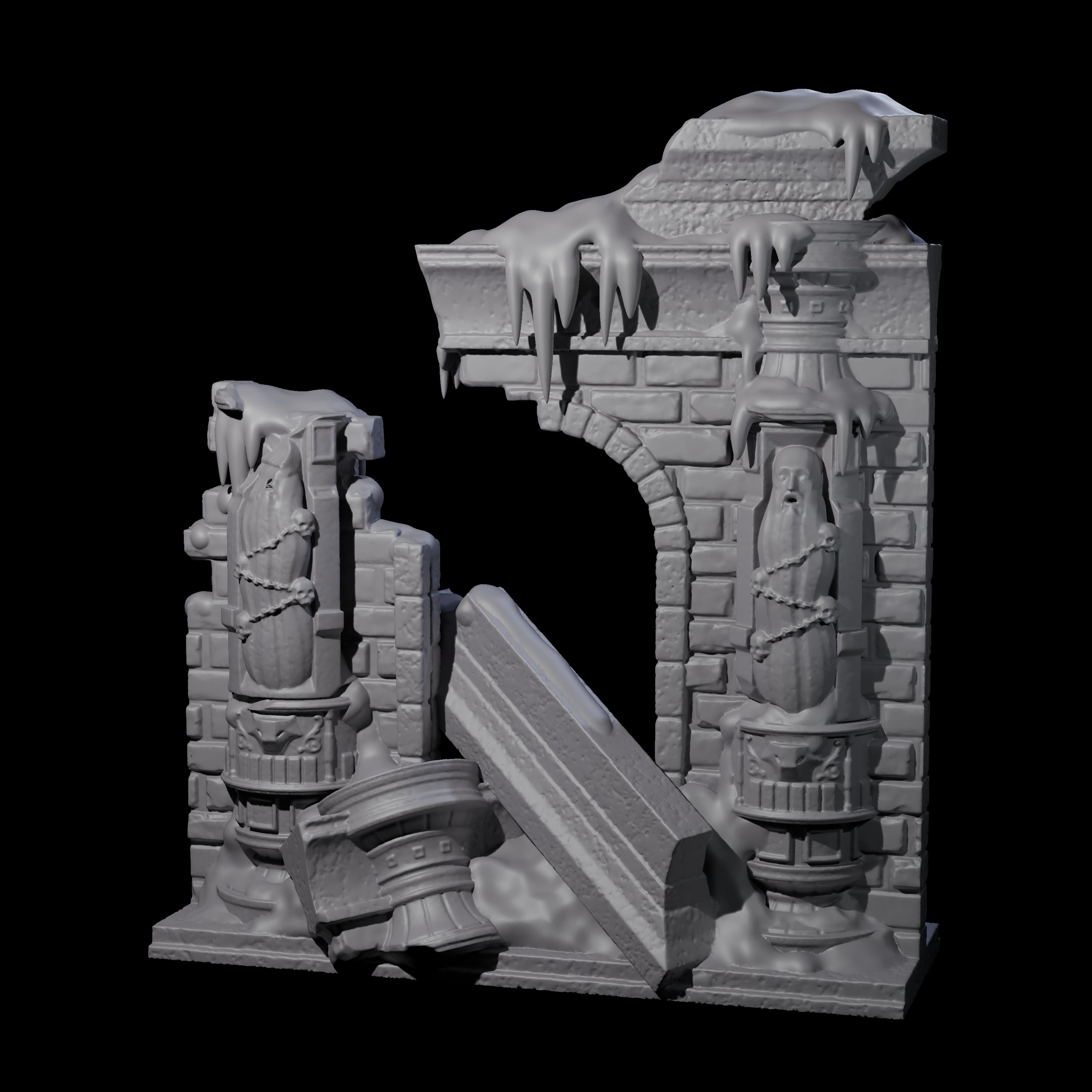 Ruined Frost Giant Temple Wall C Miniature for Dungeons and Dragons, Pathfinder or other TTRPGs