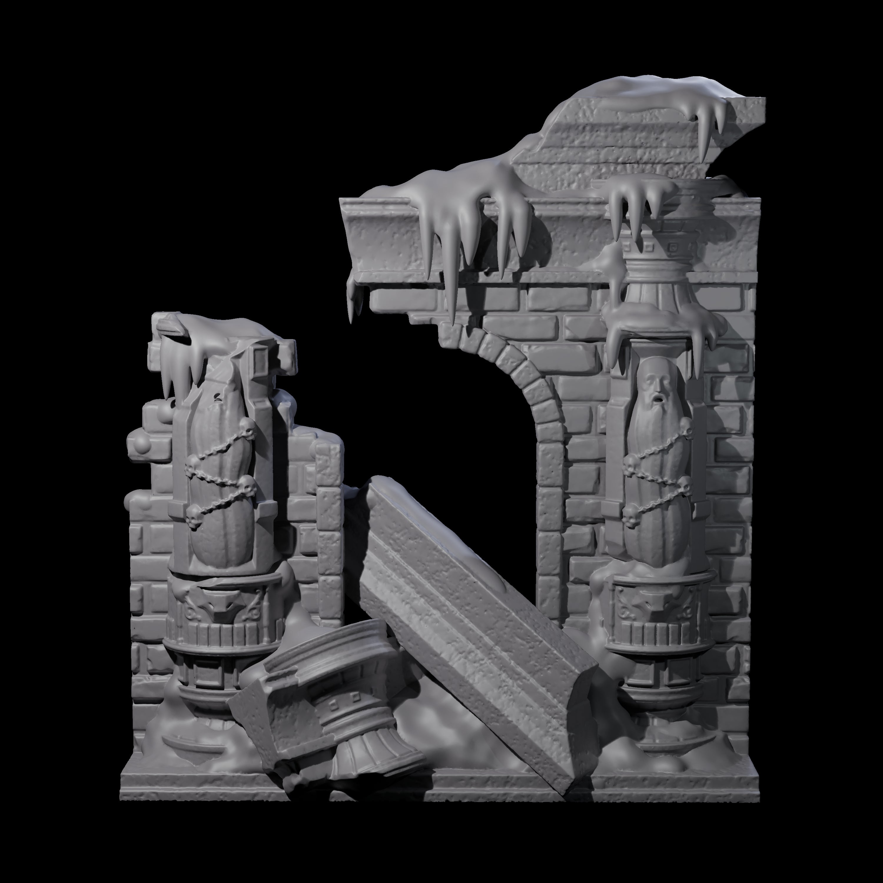 Ruined Frost Giant Temple Wall C Miniature for Dungeons and Dragons, Pathfinder or other TTRPGs