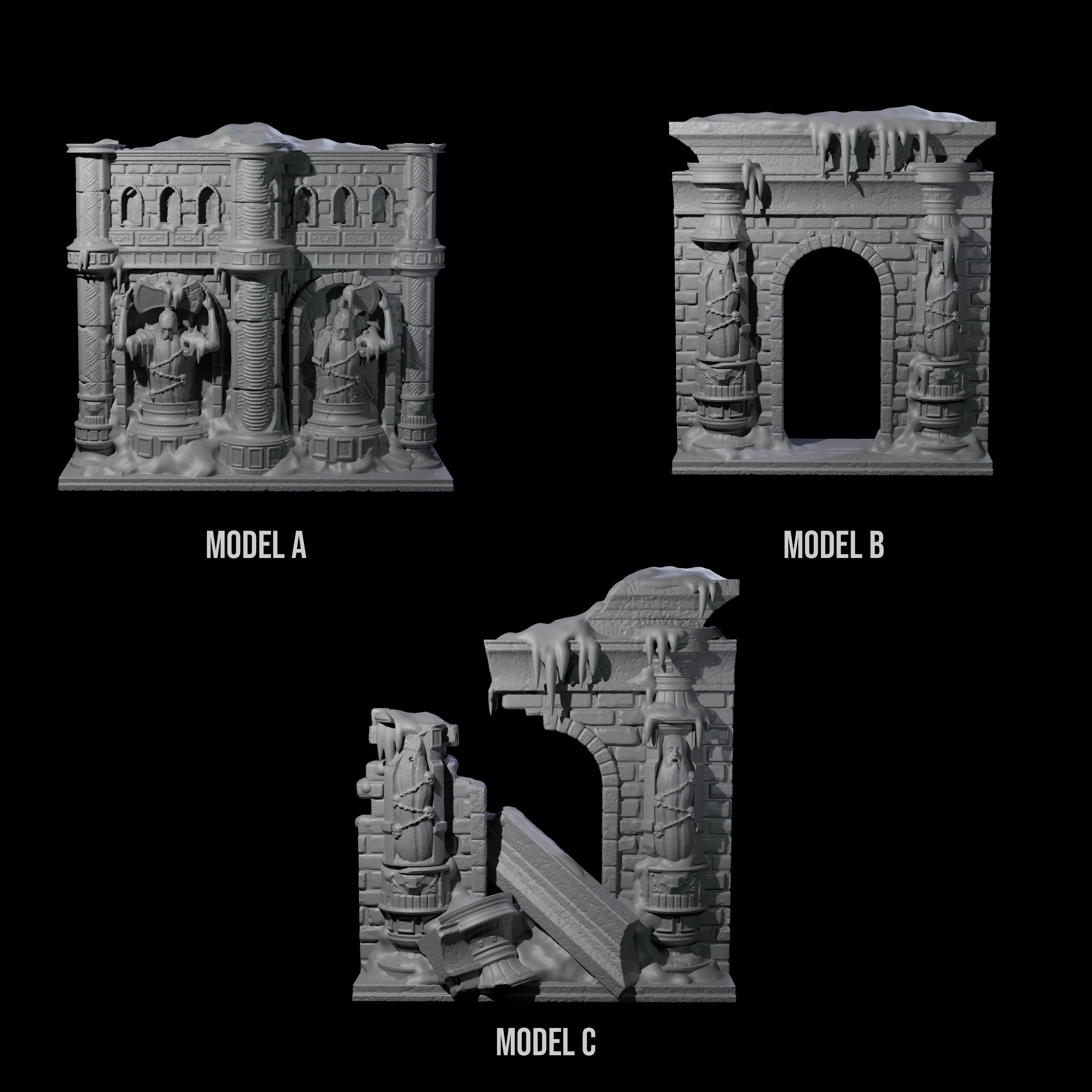 Ruined Frost Giant Temple Walls Miniature for Dungeons and Dragons, Pathfinder or other TTRPGs