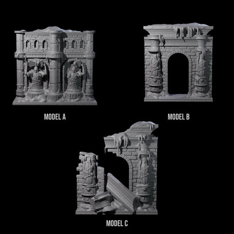 Ruined Frost Giant Temple Walls Miniature for Dungeons and Dragons, Pathfinder or other TTRPGs