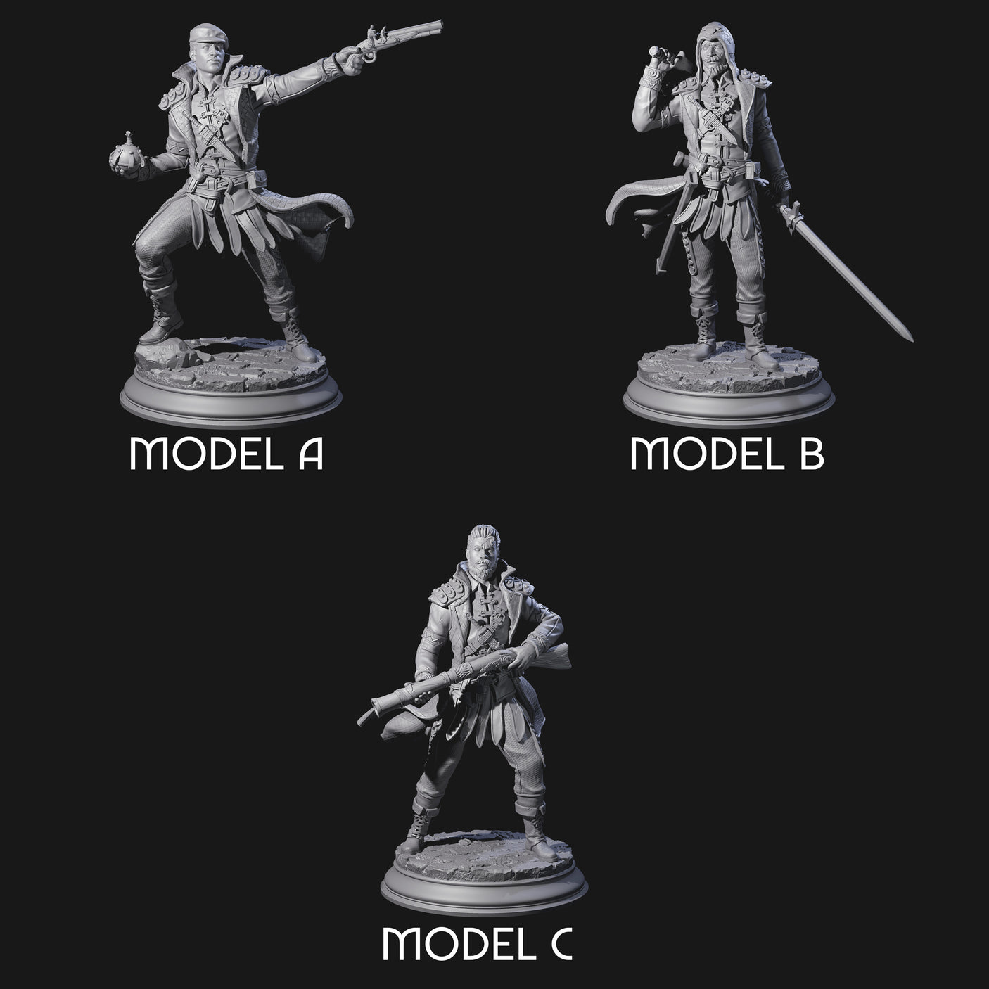 Ruthless Human Criminals Miniature for Dungeons and Dragons, Pathfinder or other TTRPGs