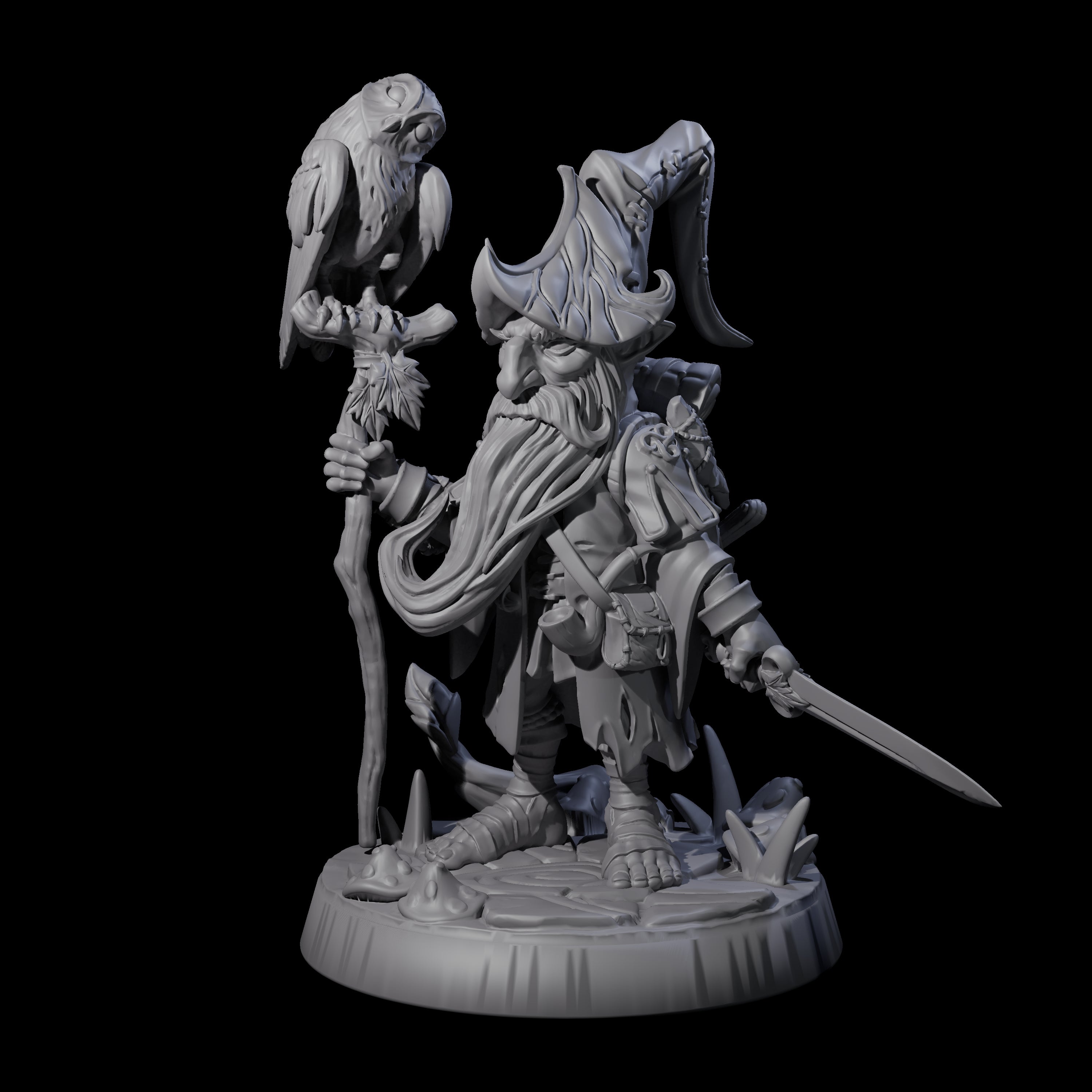 Salty Forest Halfling Wizard Miniature for Dungeons and Dragons, Pathfinder or other TTRPGs