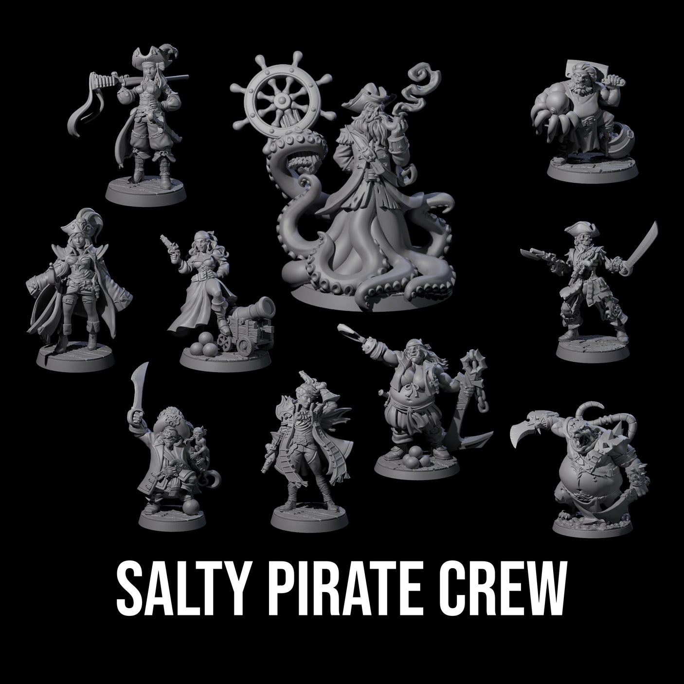 Salty Pirate Crew Miniature for Dungeons and Dragons, Pathfinder or other TTRPGs