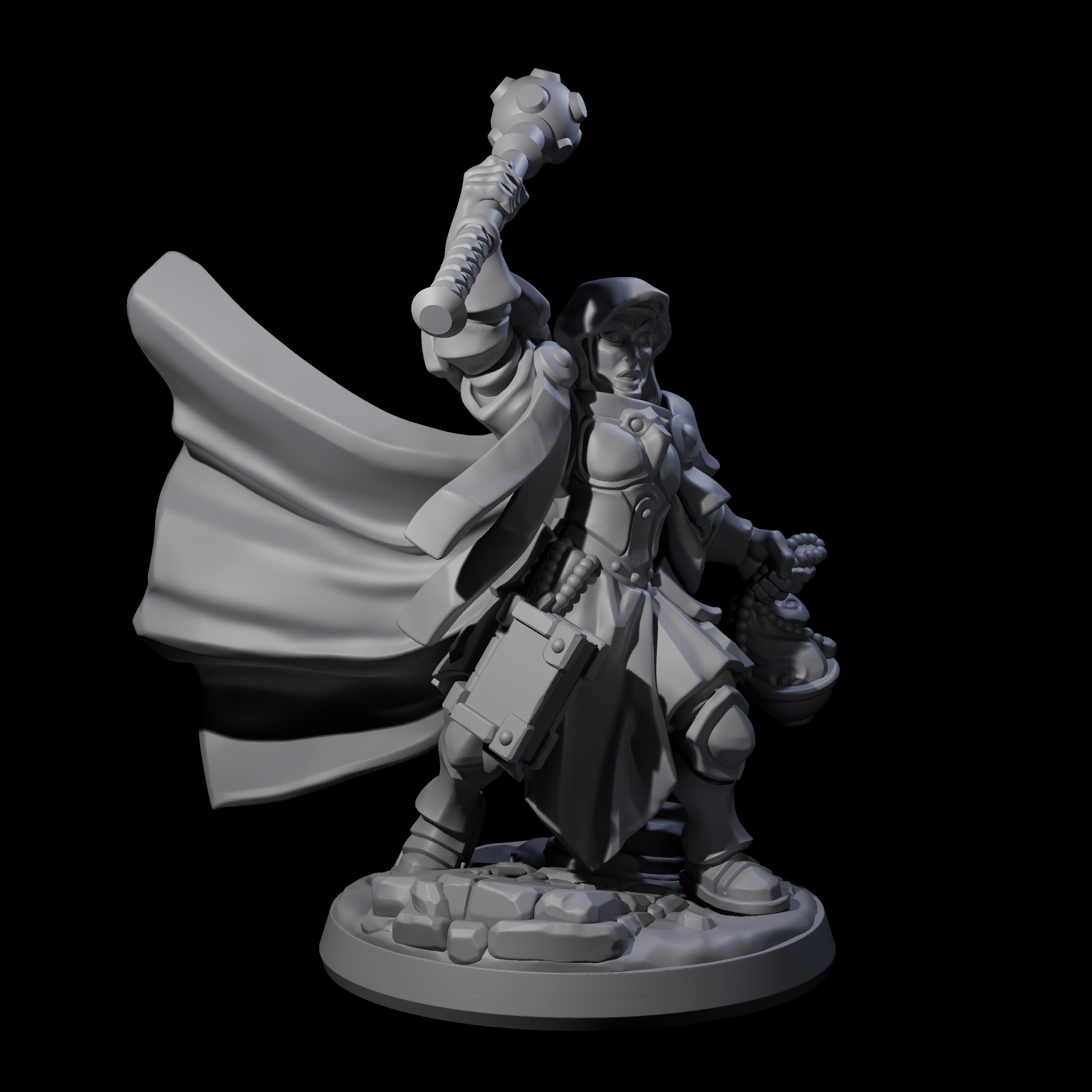 Saluting Warrior Priest Miniature for Dungeons and Dragons, Pathfinder or other TTRPGs