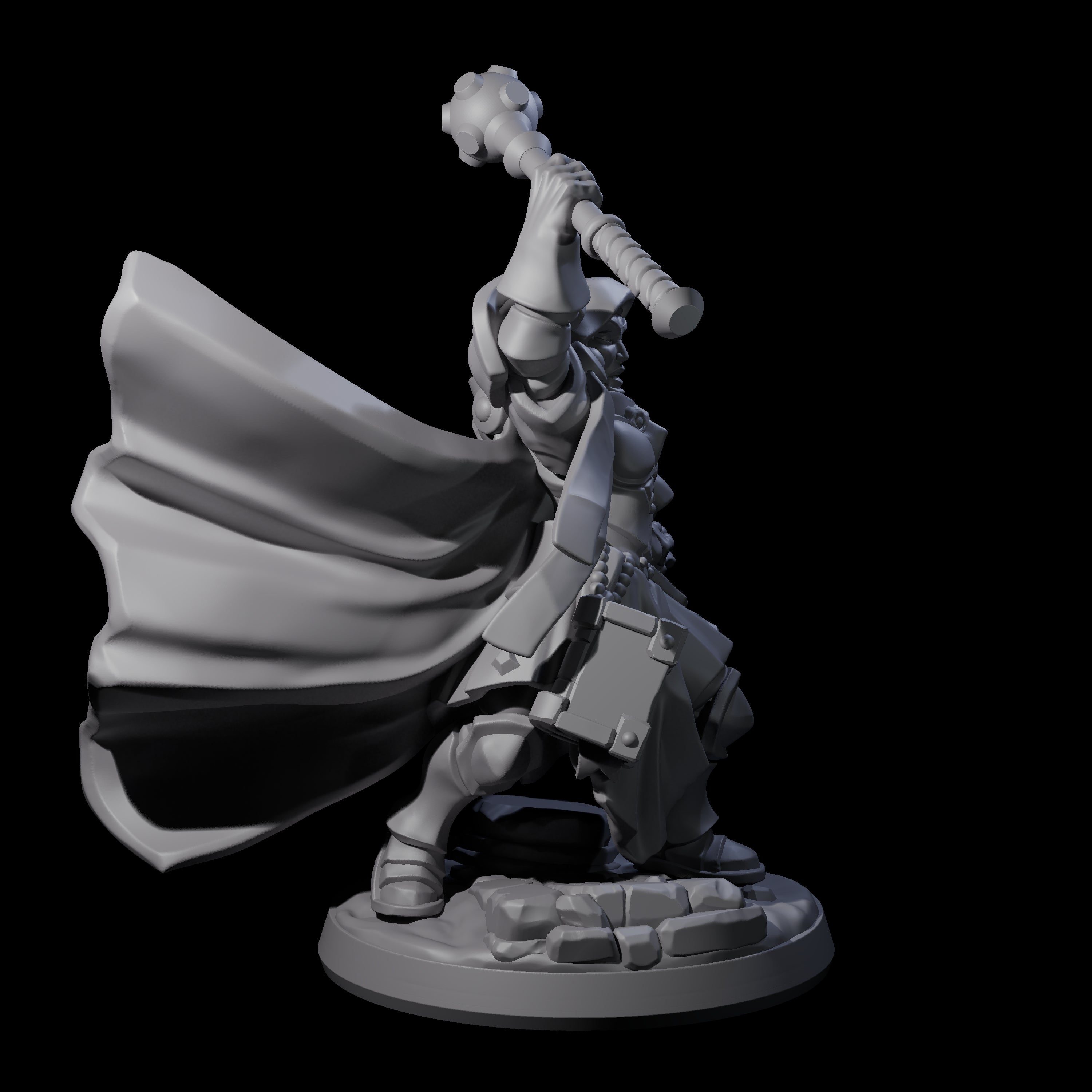 Saluting Warrior Priest Miniature for Dungeons and Dragons, Pathfinder or other TTRPGs