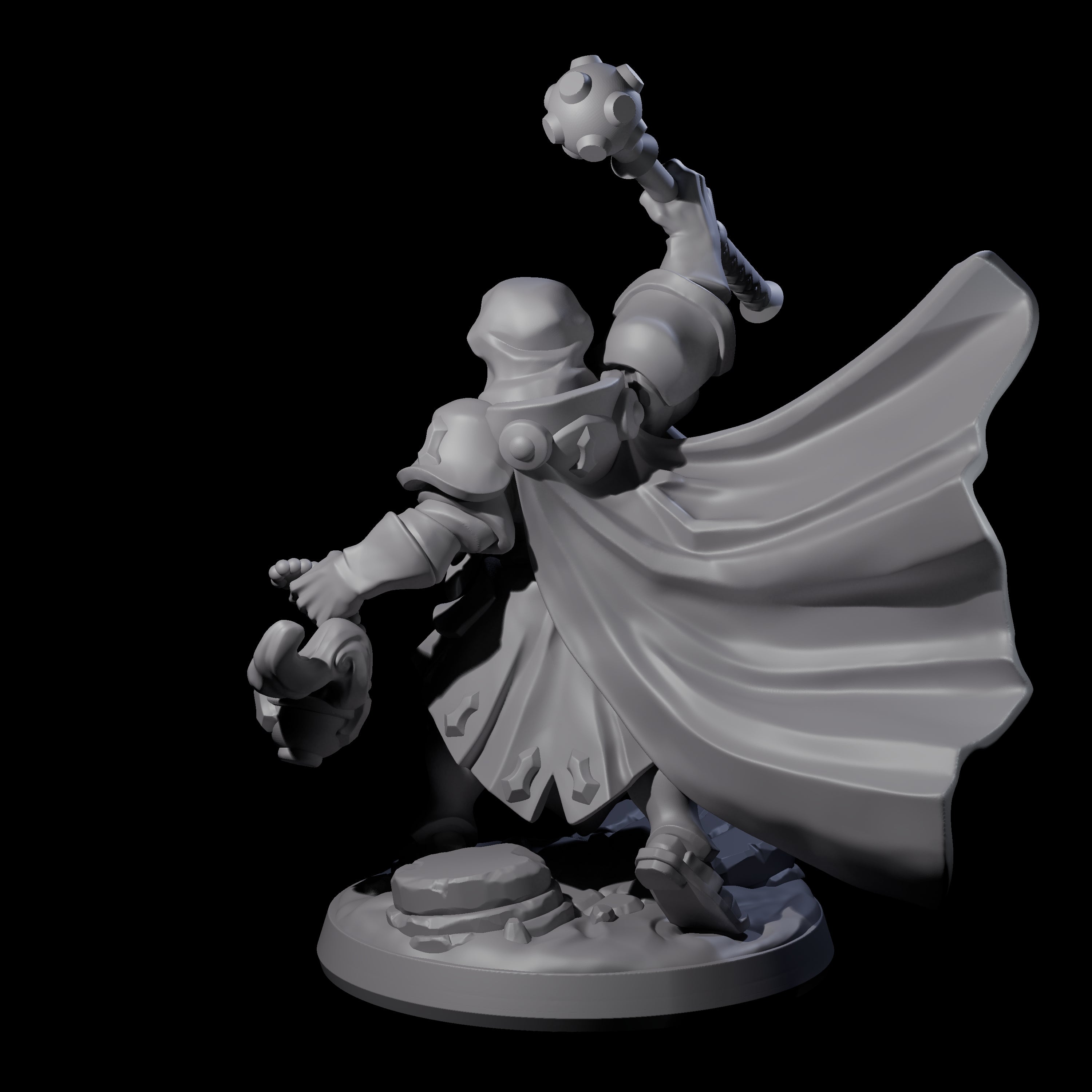 Saluting Warrior Priest Miniature for Dungeons and Dragons, Pathfinder or other TTRPGs