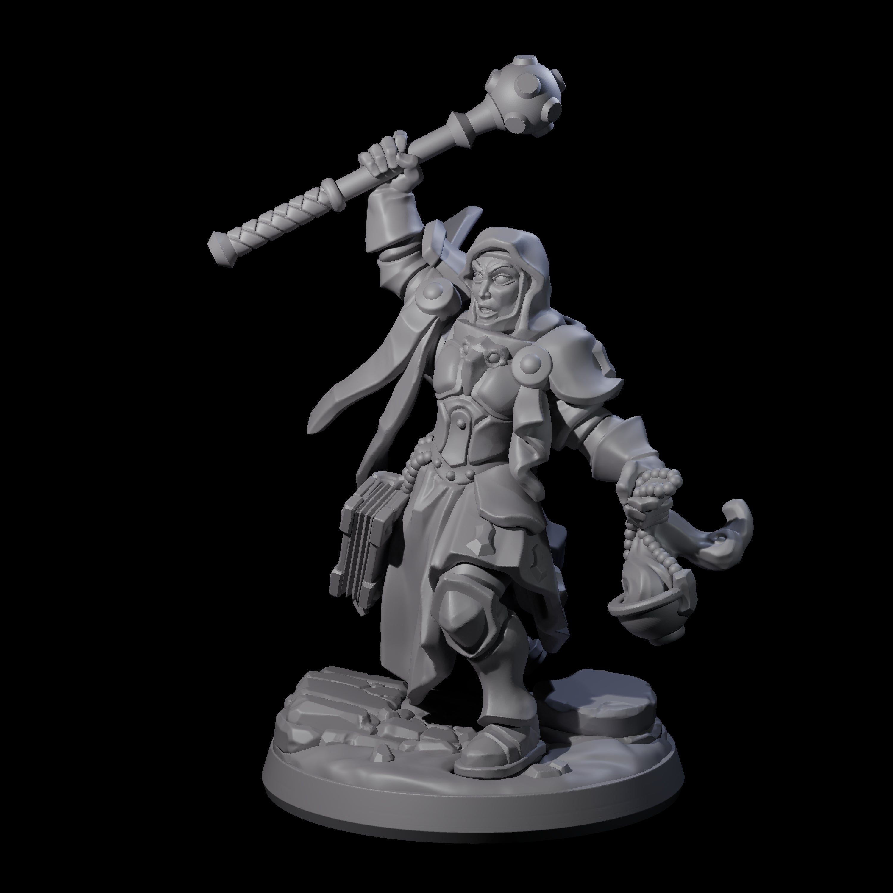 Saluting Warrior Priest Miniature for Dungeons and Dragons, Pathfinder or other TTRPGs