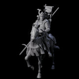 Samuari Flag Bearer on Horseback Miniature for Dungeons and Dragons, Pathfinder or other TTRPGs