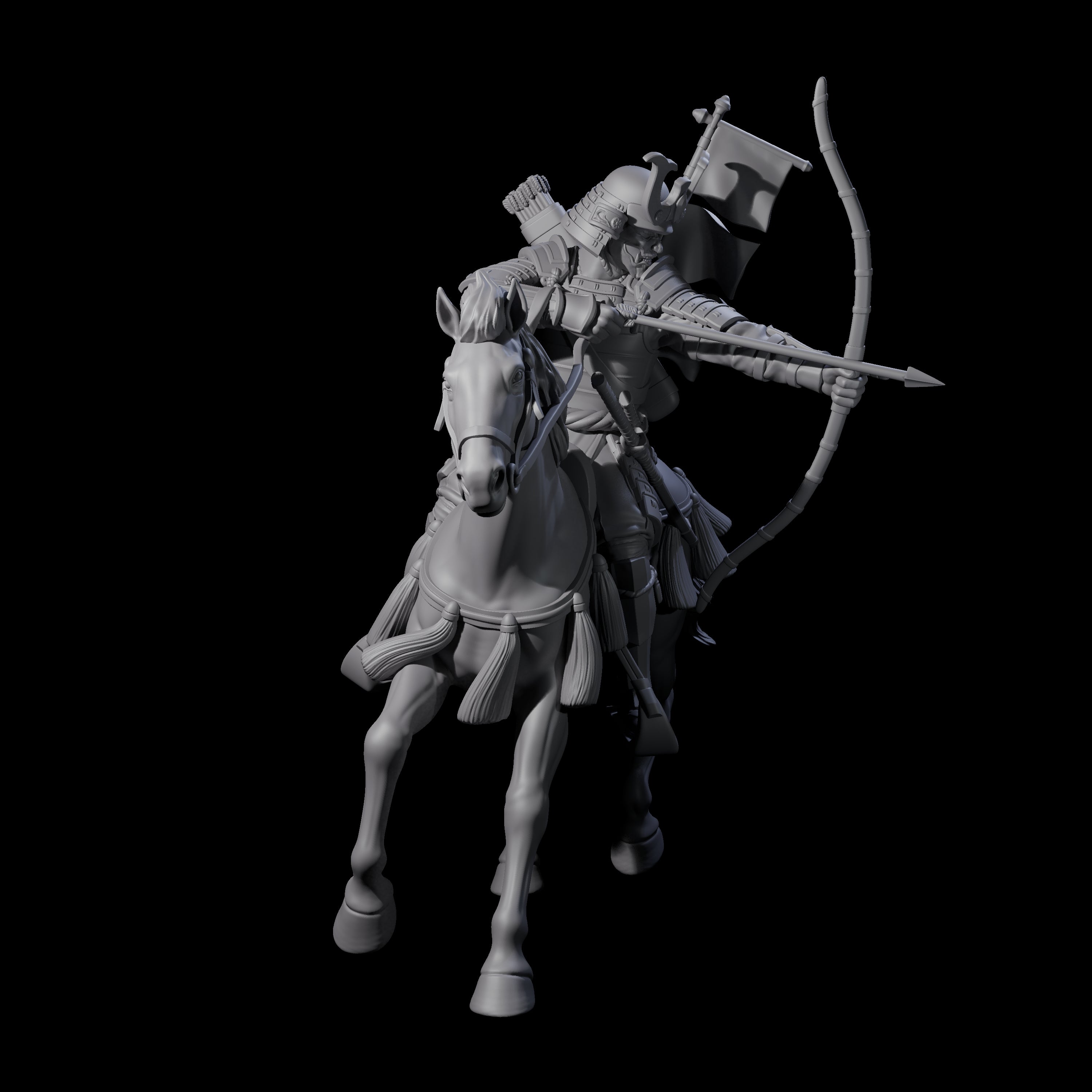Samuari on Horseback Firing Arrow Miniature for Dungeons and Dragons, Pathfinder or other TTRPGs