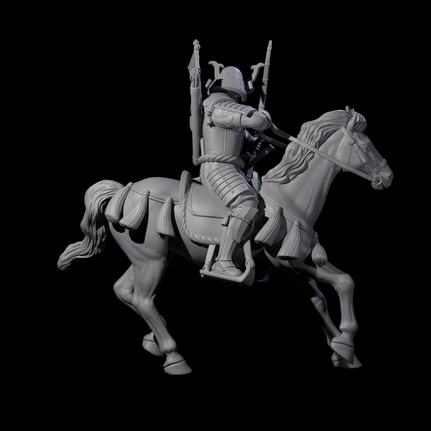Samuari on Horseback Firing Arrow Miniature for Dungeons and Dragons, Pathfinder or other TTRPGs
