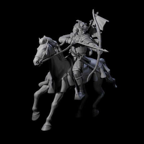 Samuari on Horseback Firing Arrow Miniature for Dungeons and Dragons, Pathfinder or other TTRPGs
