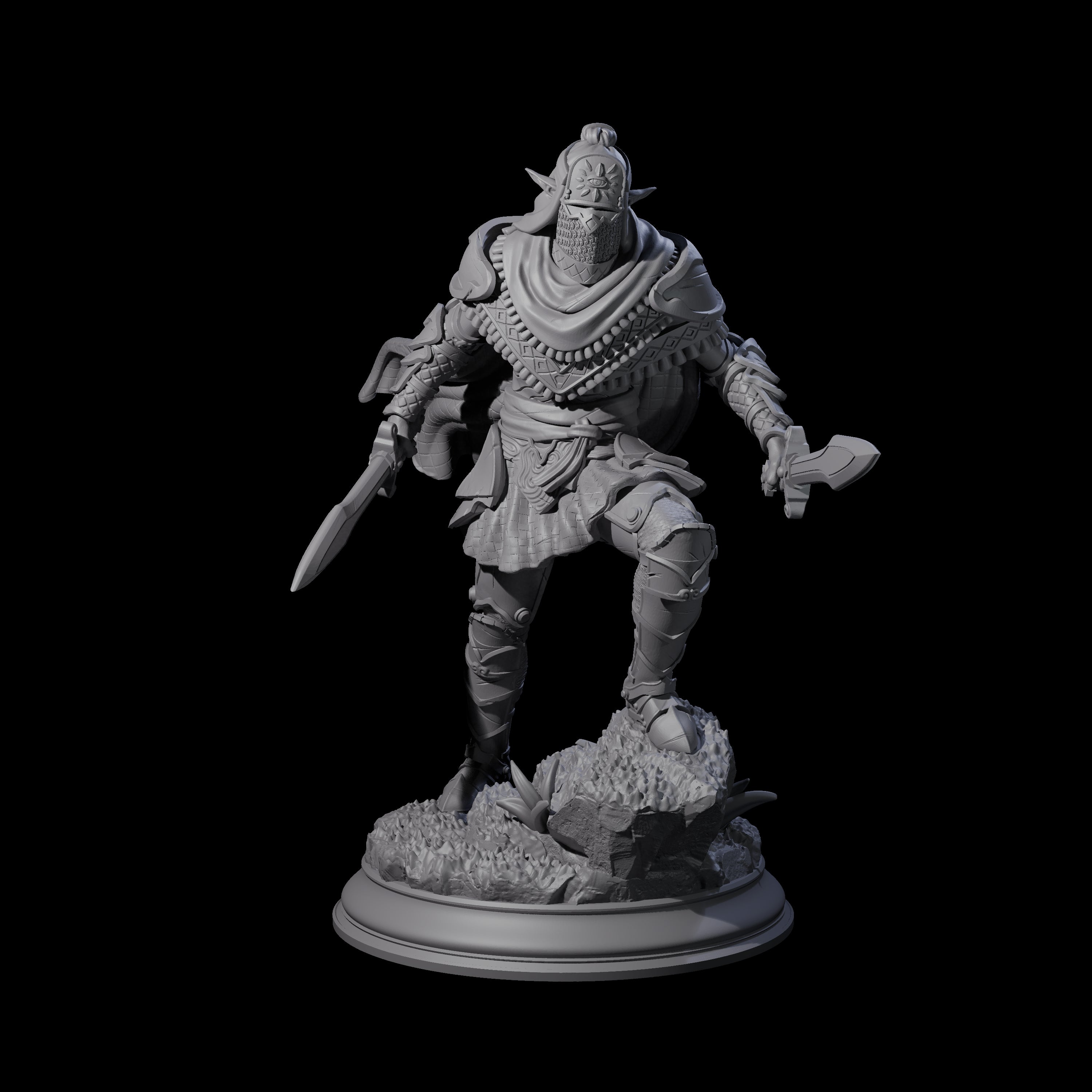 Sandy Elf Crusader Duelist Miniature for Dungeons and Dragons, Pathfinder or other TTRPGs