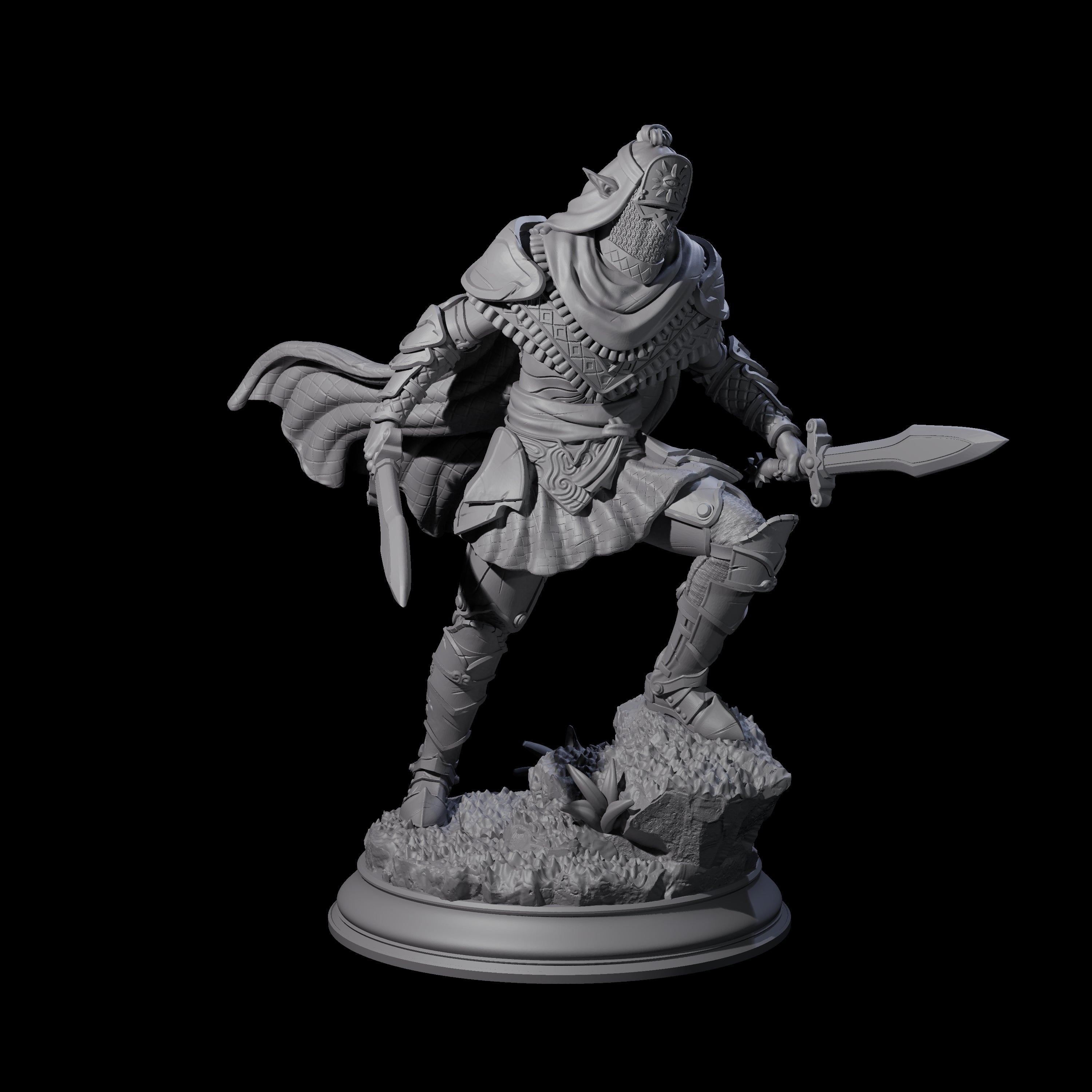 Sandy Elf Crusader Duelist Miniature for Dungeons and Dragons, Pathfinder or other TTRPGs