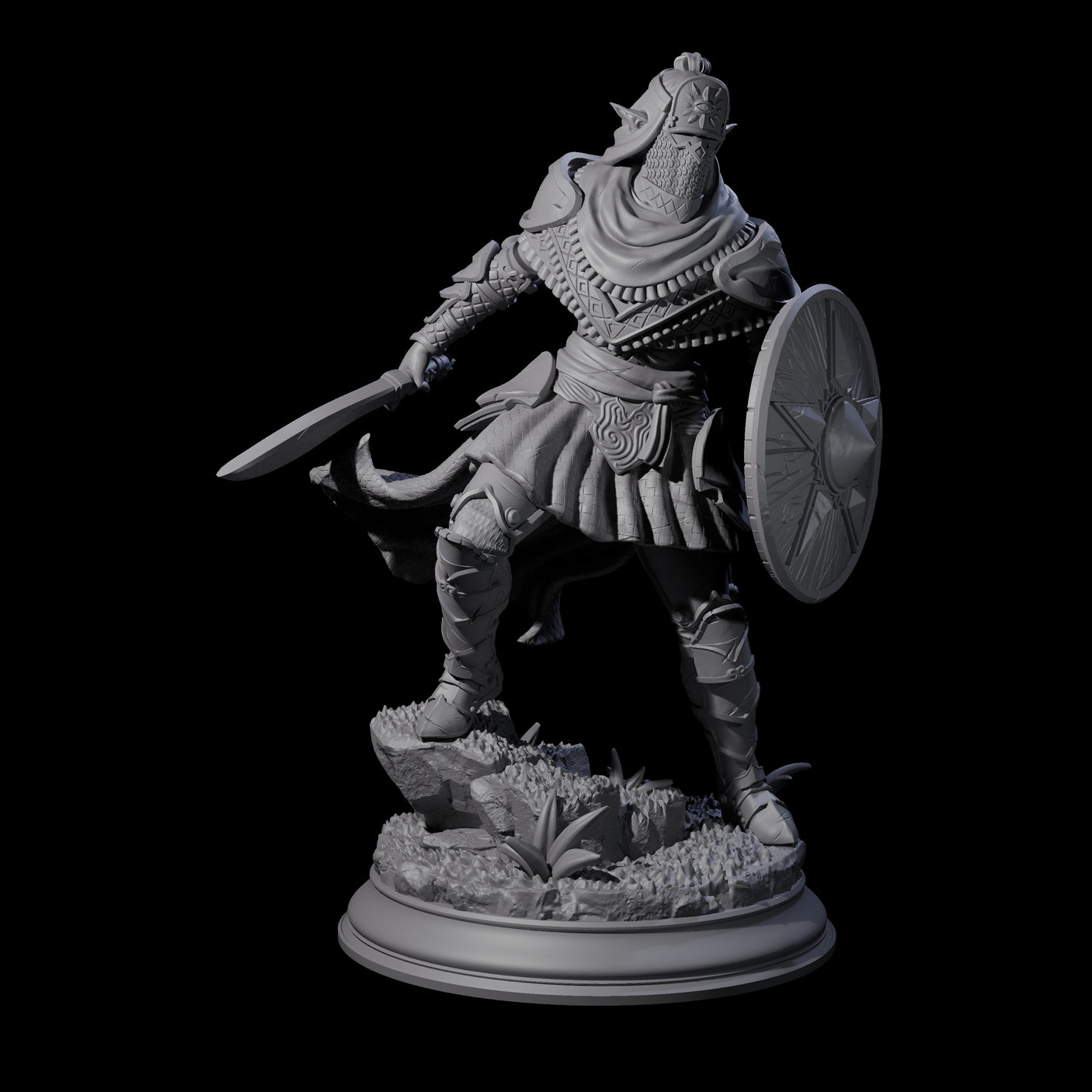 Sandy Elf Crusader Warrior Miniature for Dungeons and Dragons, Pathfinder or other TTRPGs