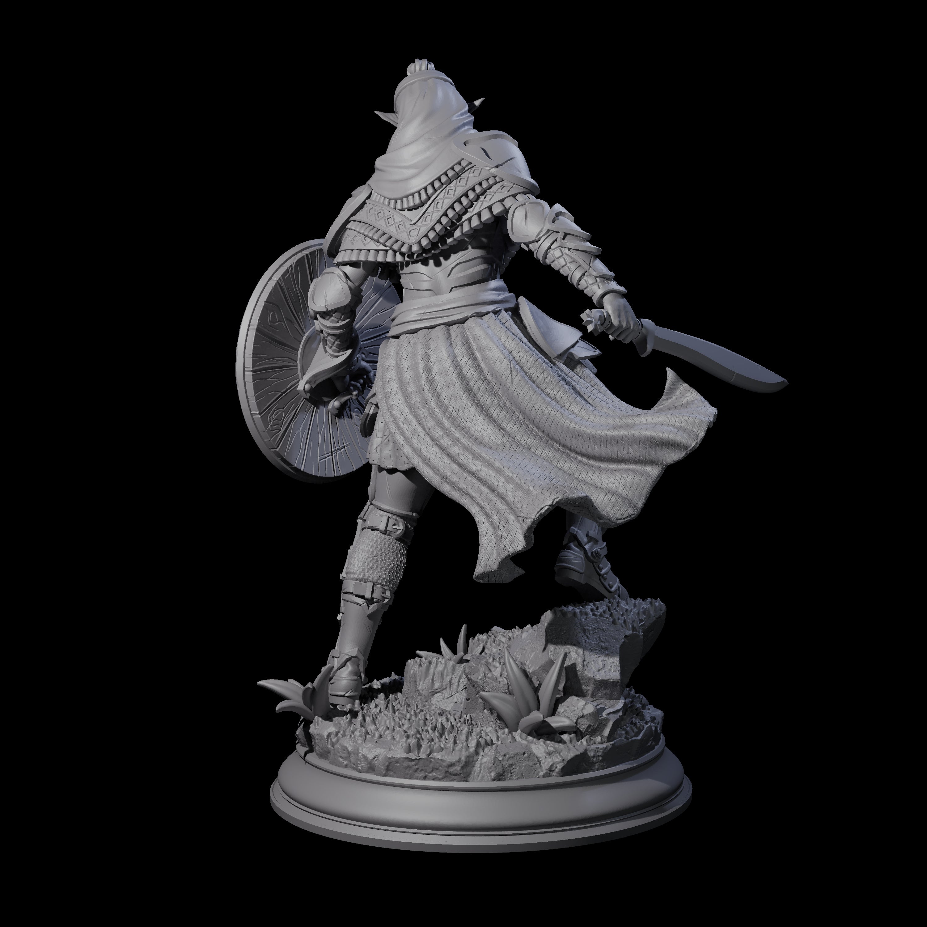 Sandy Elf Crusader Warrior Miniature for Dungeons and Dragons, Pathfinder or other TTRPGs