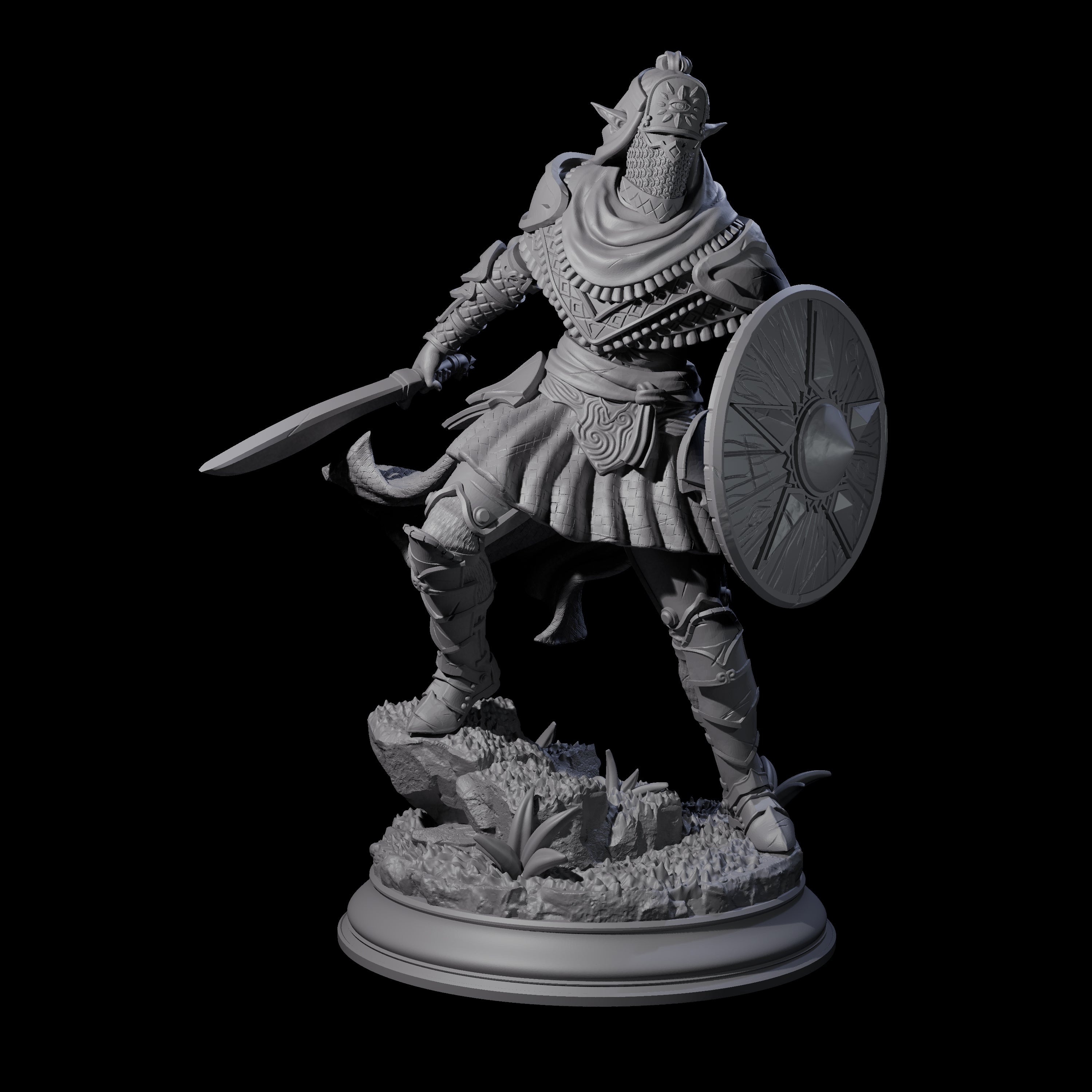 Sandy Elf Crusader Warrior Miniature for Dungeons and Dragons, Pathfinder or other TTRPGs
