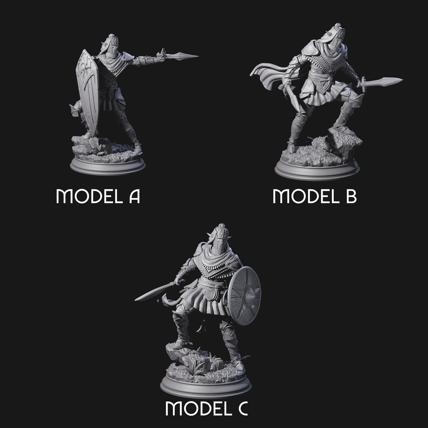 Sandy Elf Crusaders Miniature for Dungeons and Dragons, Pathfinder or other TTRPGs