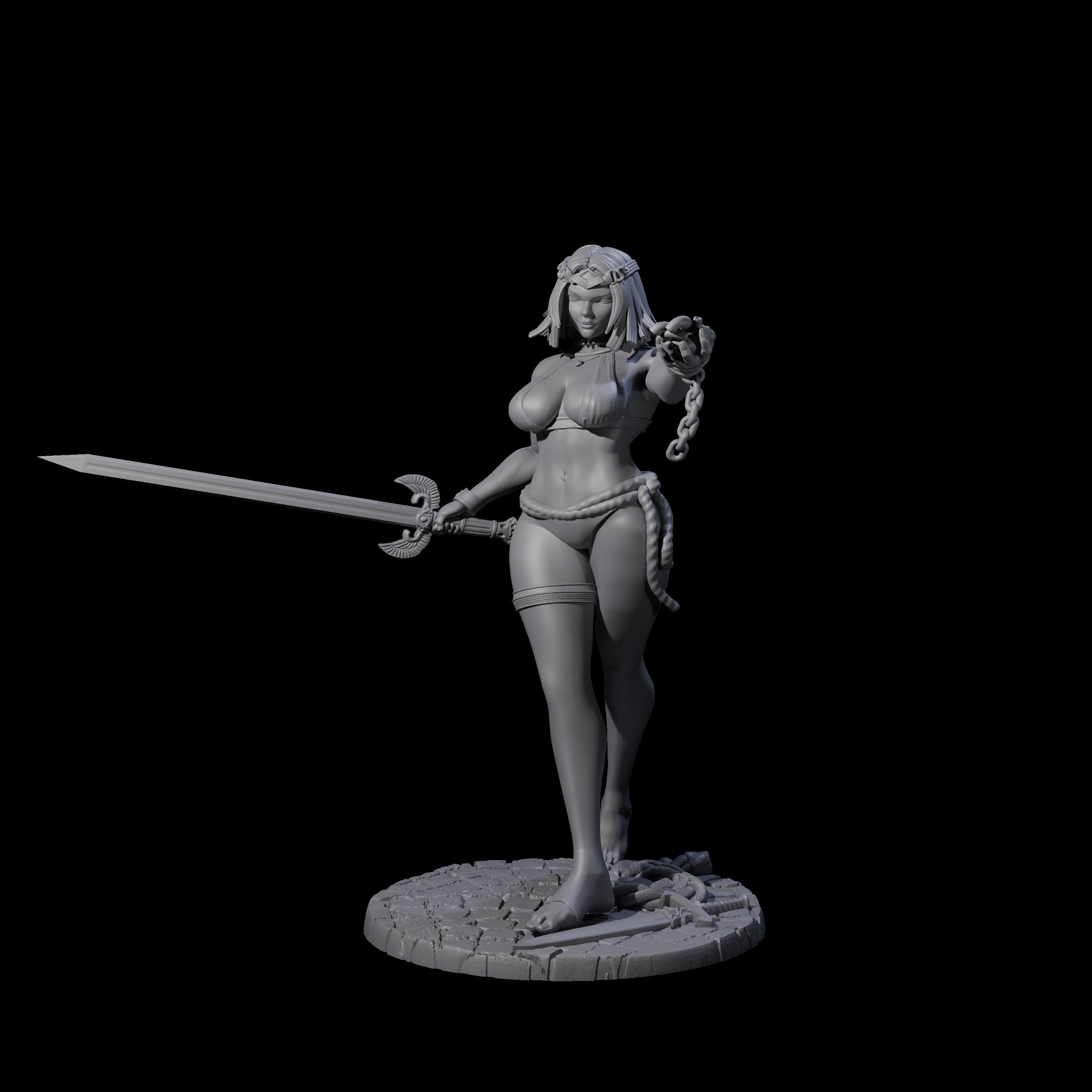 Saphire - Slave Fighter Miniature for Dungeons and Dragons, Pathfinder or other TTRPGs