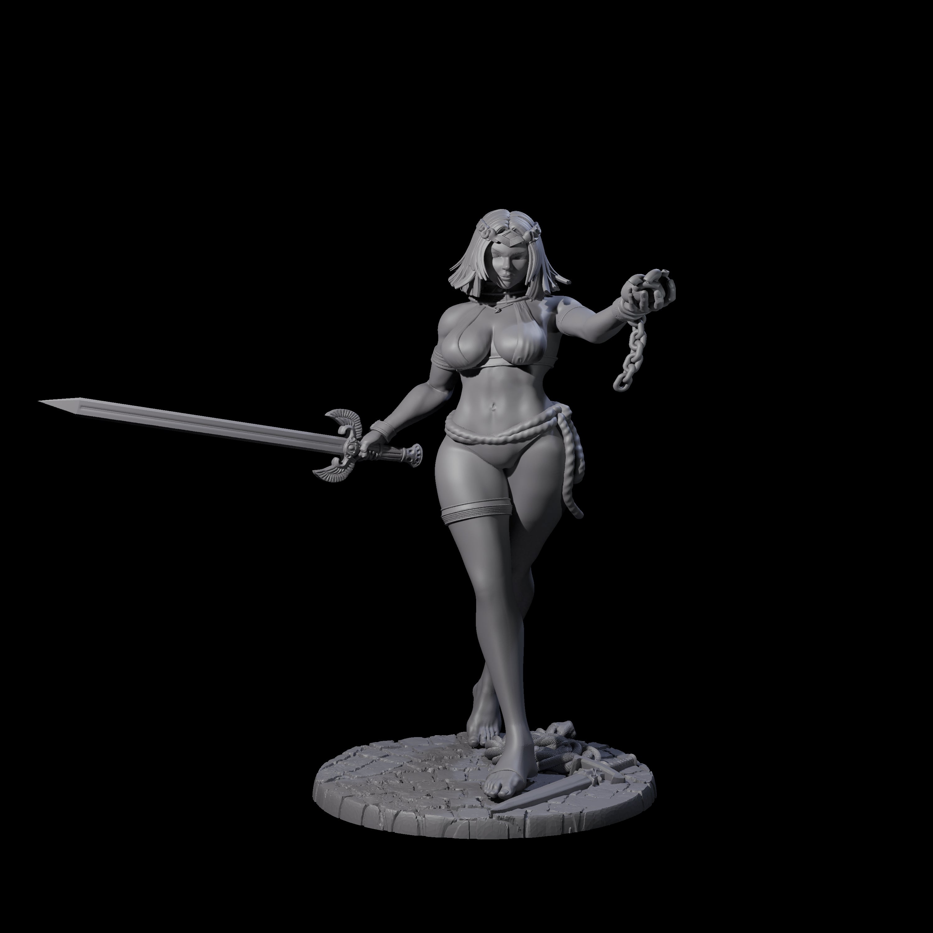 Saphire - Slave Fighter Miniature for Dungeons and Dragons, Pathfinder or other TTRPGs