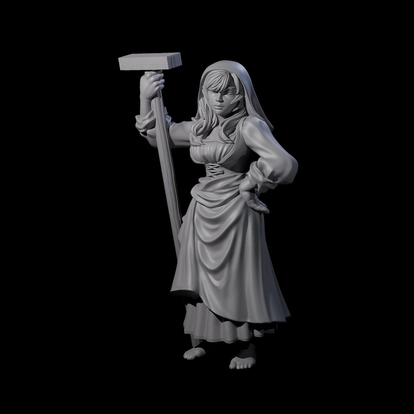 Sarcastic Washerwoman Miniature for Dungeons and Dragons, Pathfinder or other TTRPGs