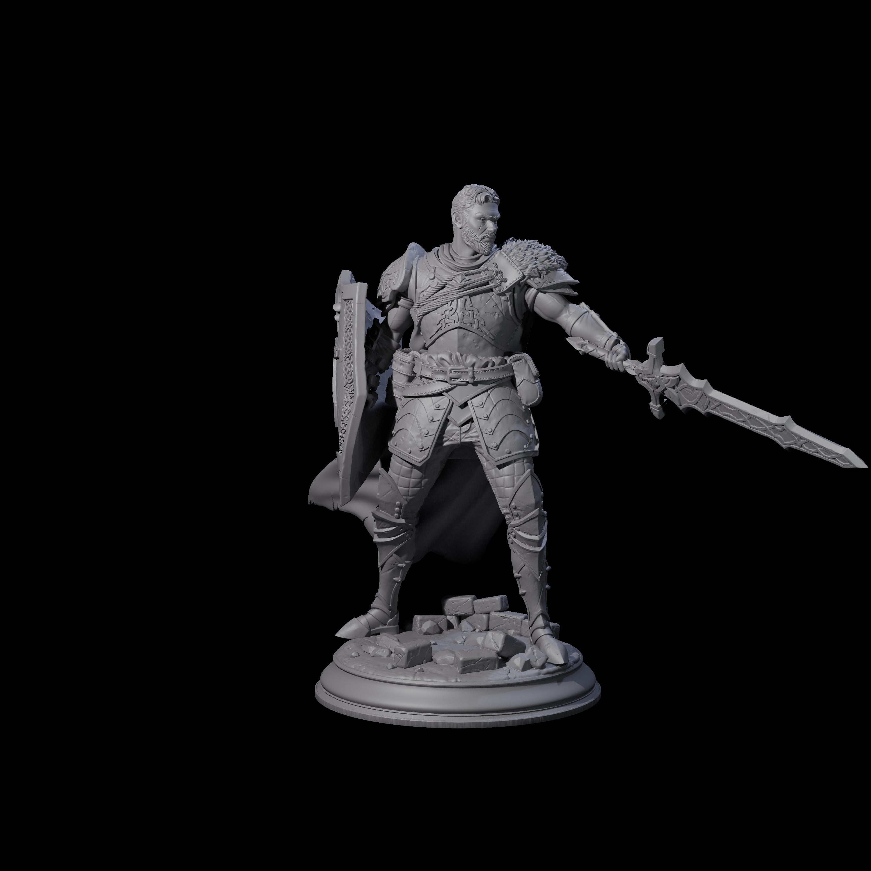 Scarred Knight Miniature for Dungeons and Dragons, Pathfinder or other TTRPGs