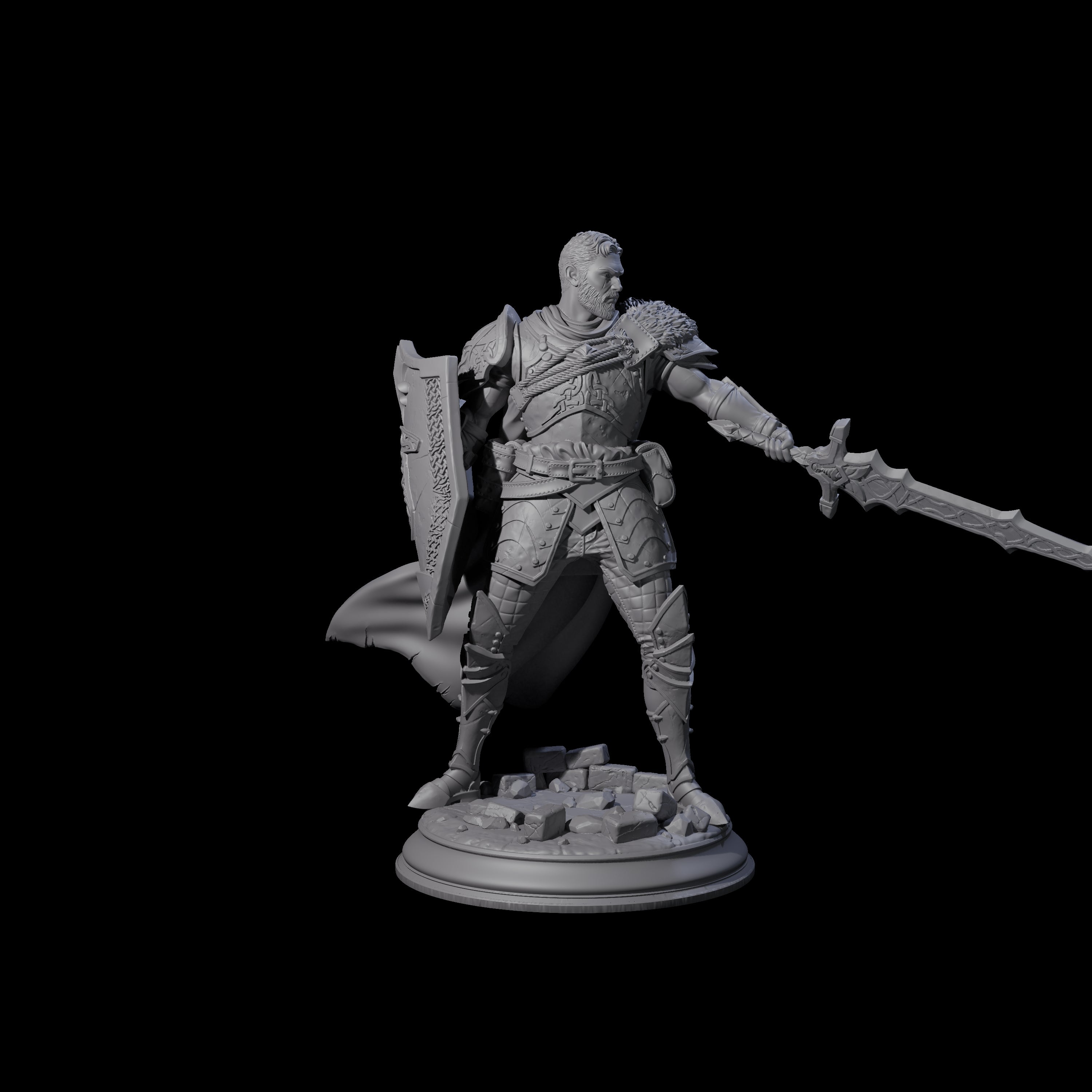 Scarred Knight Miniature for Dungeons and Dragons, Pathfinder or other TTRPGs