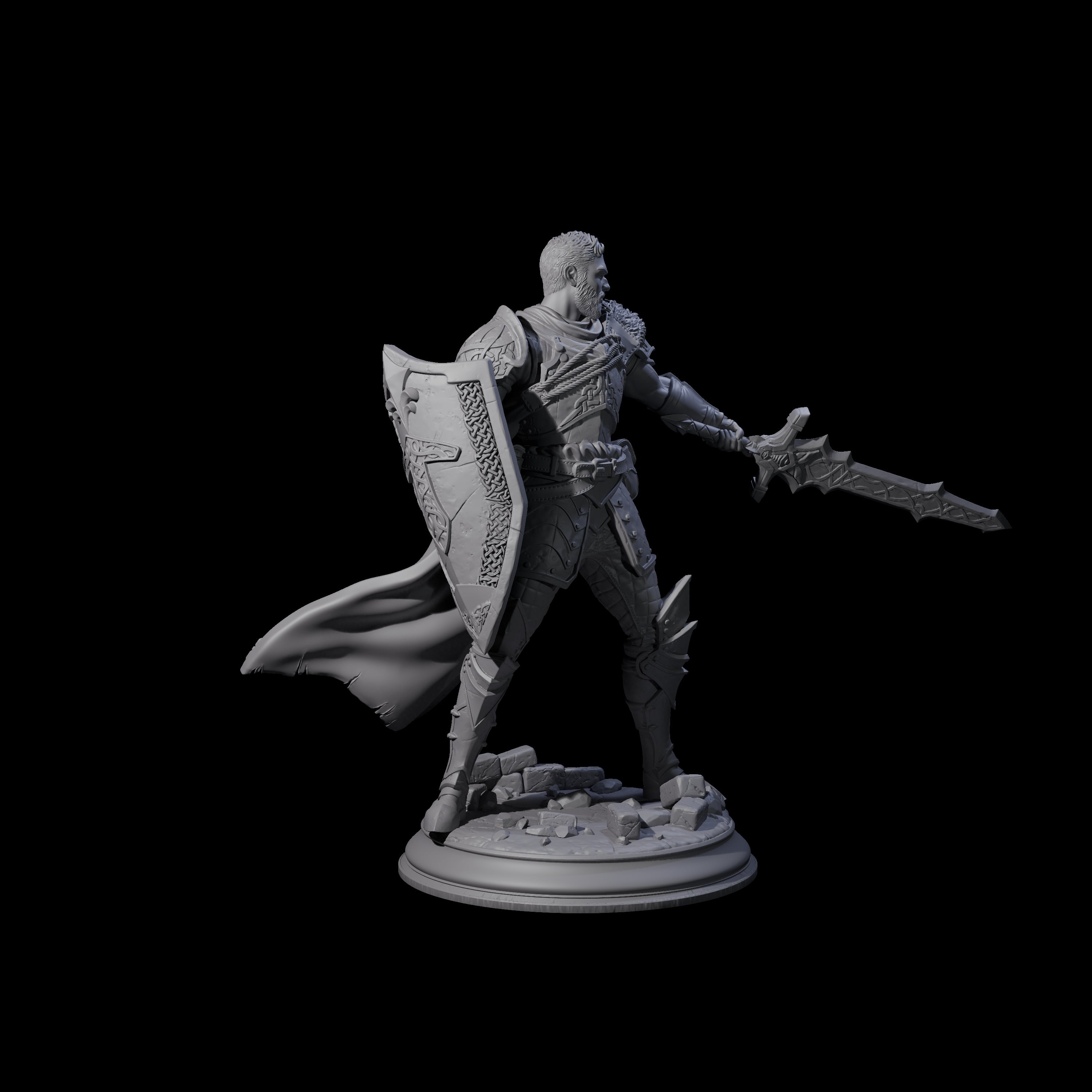 Scarred Knight Miniature for Dungeons and Dragons, Pathfinder or other TTRPGs