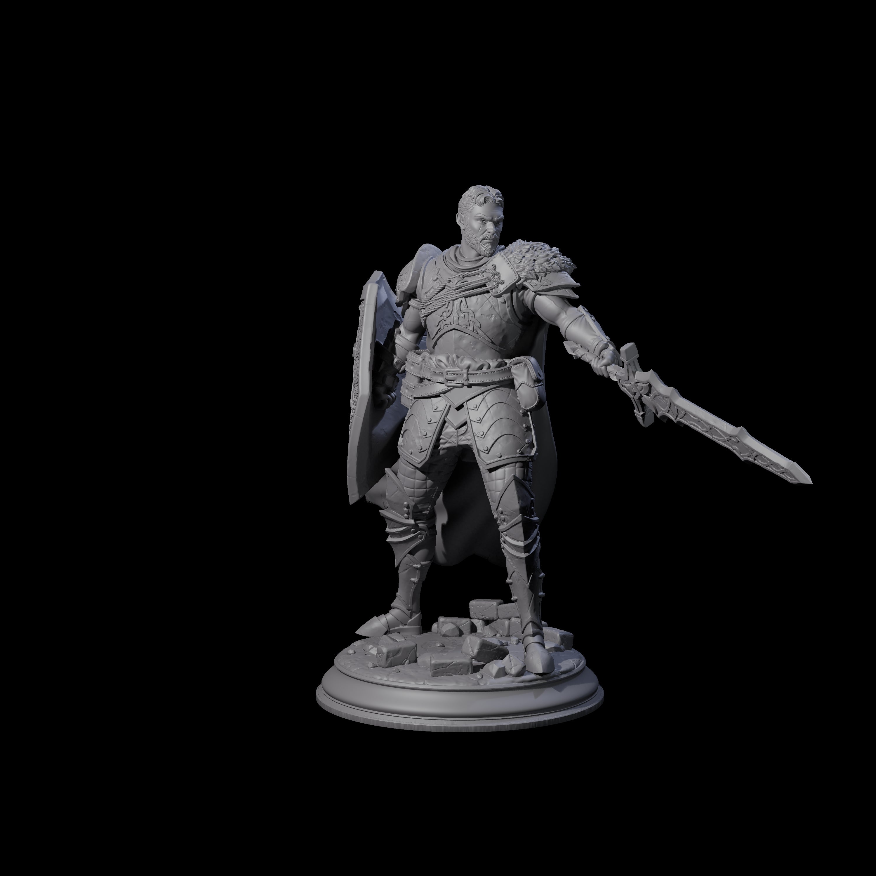 Scarred Knight Miniature for Dungeons and Dragons, Pathfinder or other TTRPGs