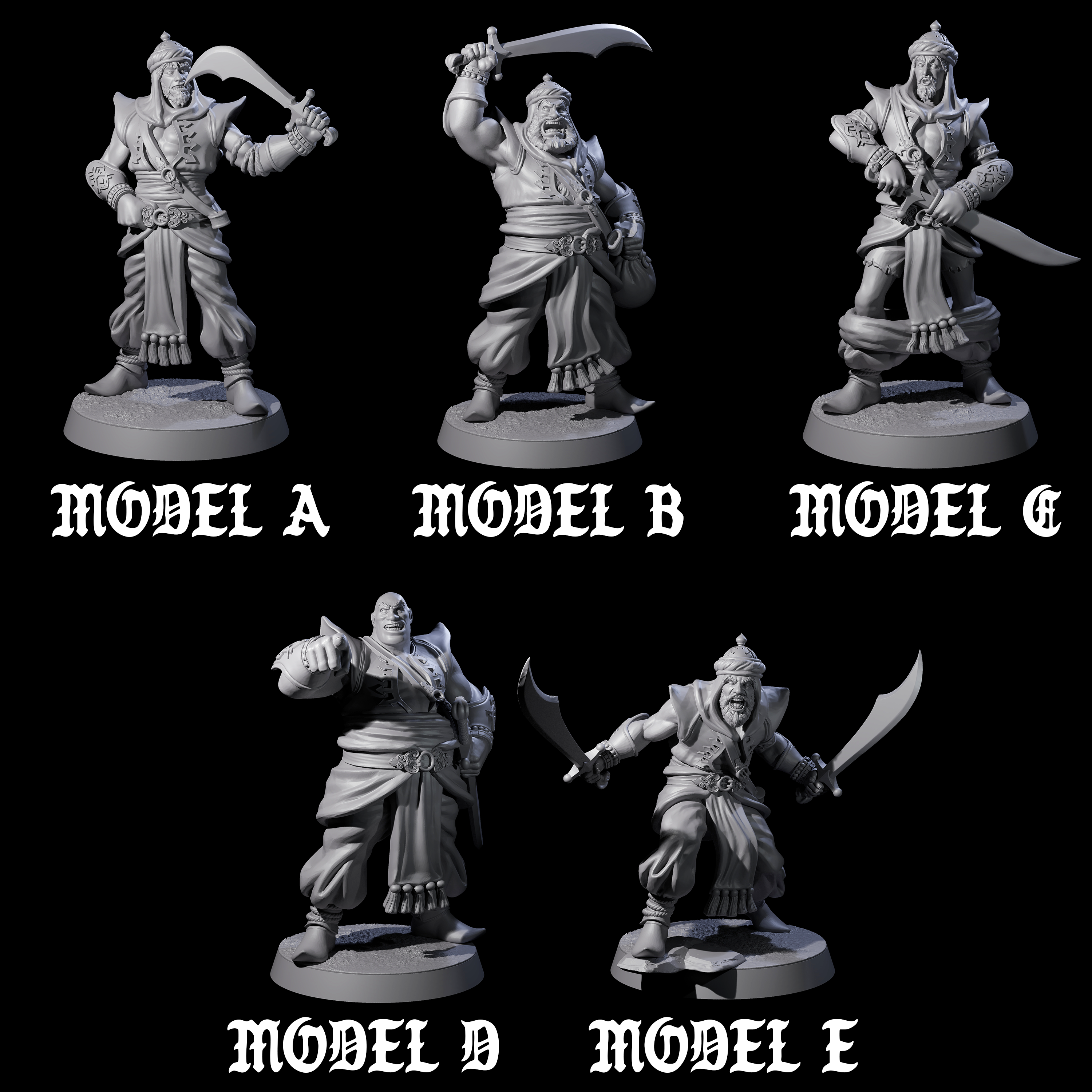 Scimitar Wielding Palace Guards Miniature for Dungeons and Dragons, Pathfinder or other TTRPGs