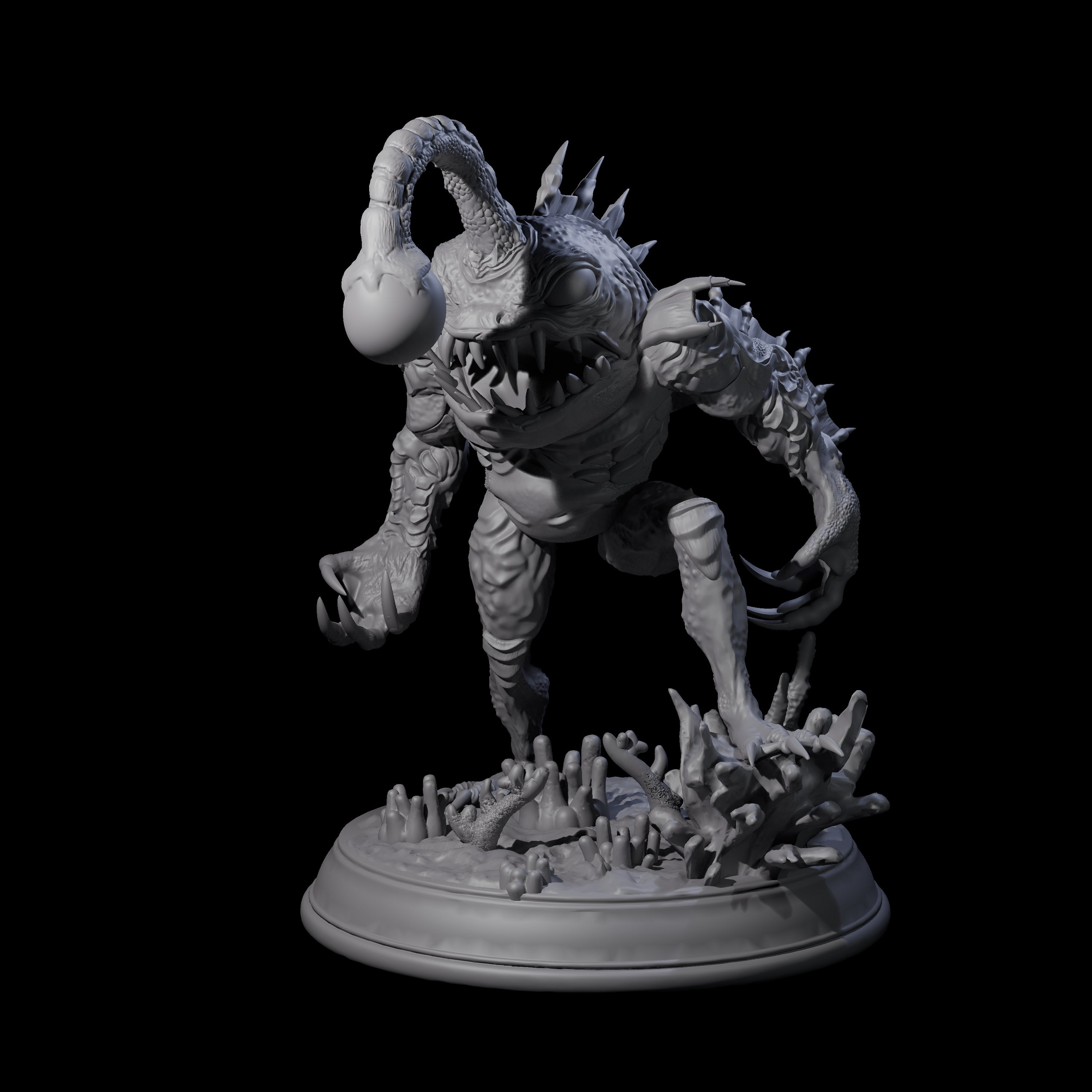 Screaming Anglerfish Sahuagin Barbarian Miniature for Dungeons and Dragons, Pathfinder or other TTRPGs