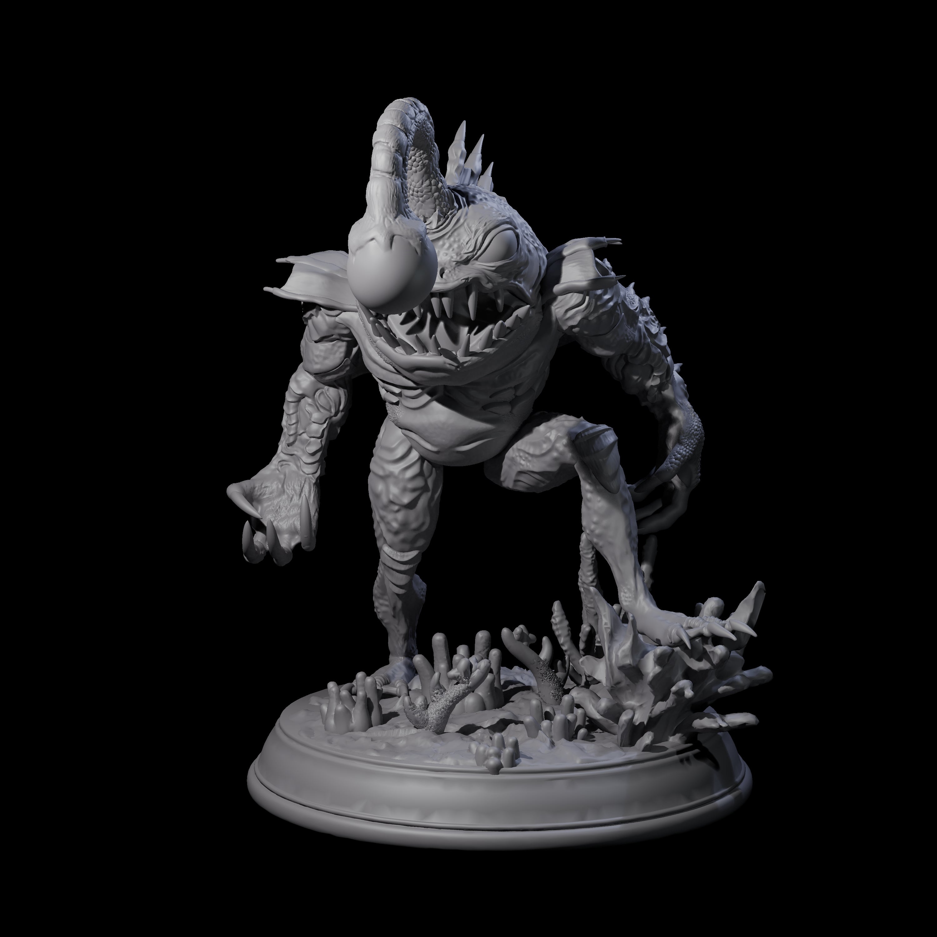 Screaming Anglerfish Sahuagin Barbarian Miniature for Dungeons and Dragons, Pathfinder or other TTRPGs