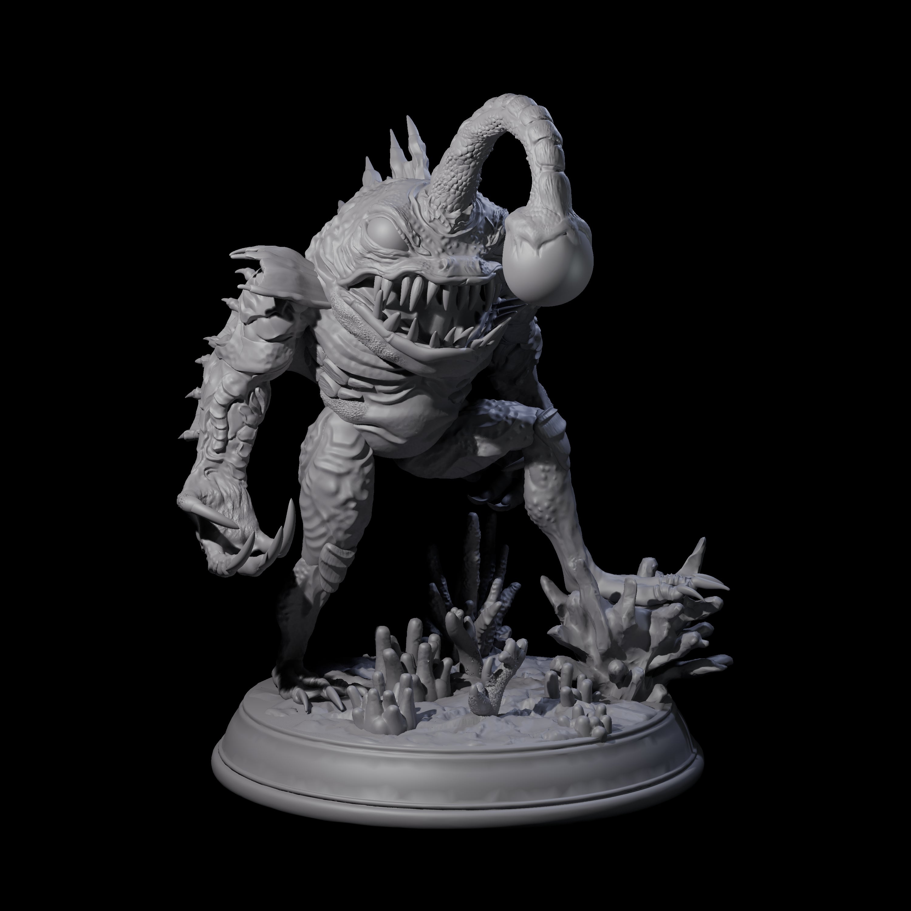 Screaming Anglerfish Sahuagin Barbarian Miniature for Dungeons and Dragons, Pathfinder or other TTRPGs