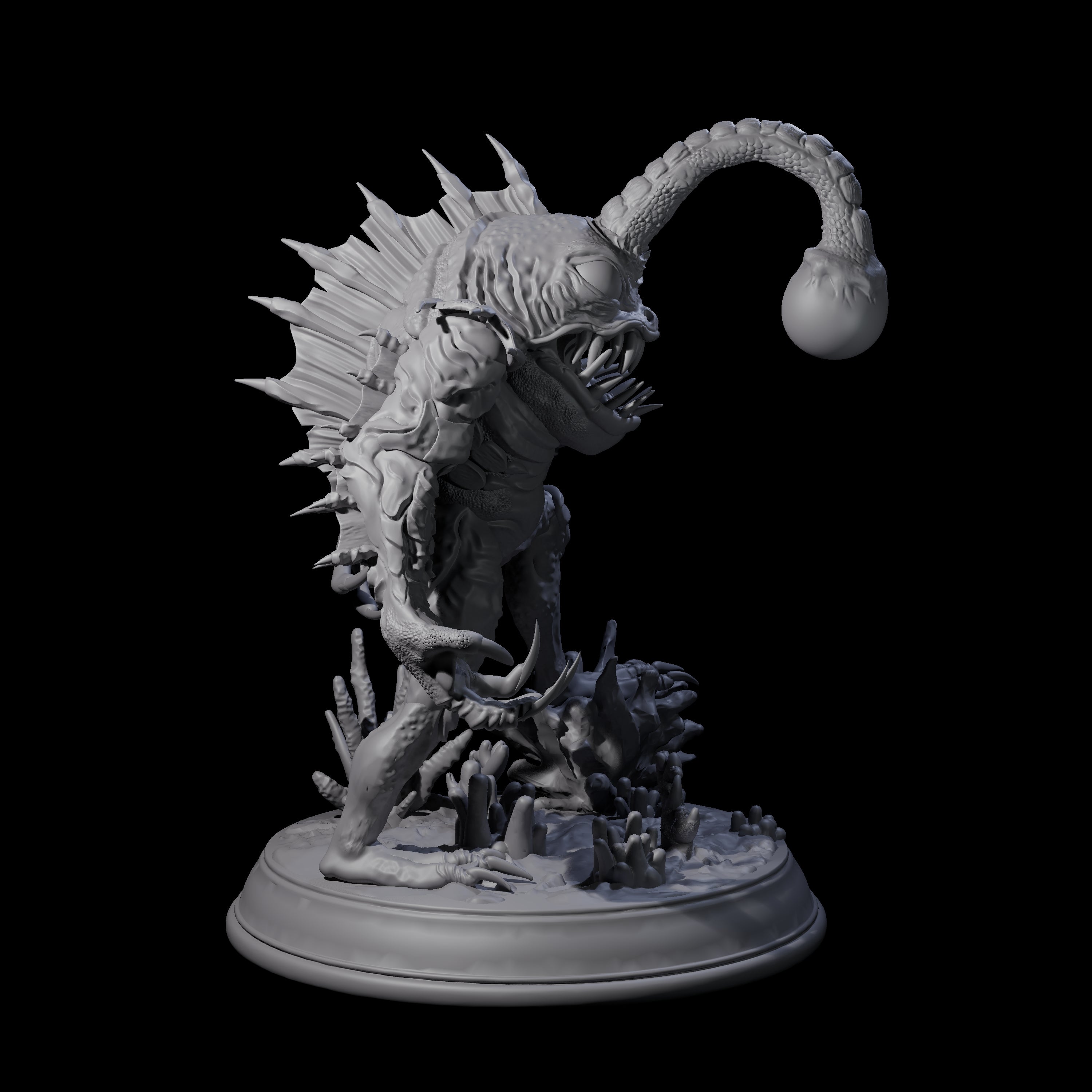 Screaming Anglerfish Sahuagin Barbarian Miniature for Dungeons and Dragons, Pathfinder or other TTRPGs