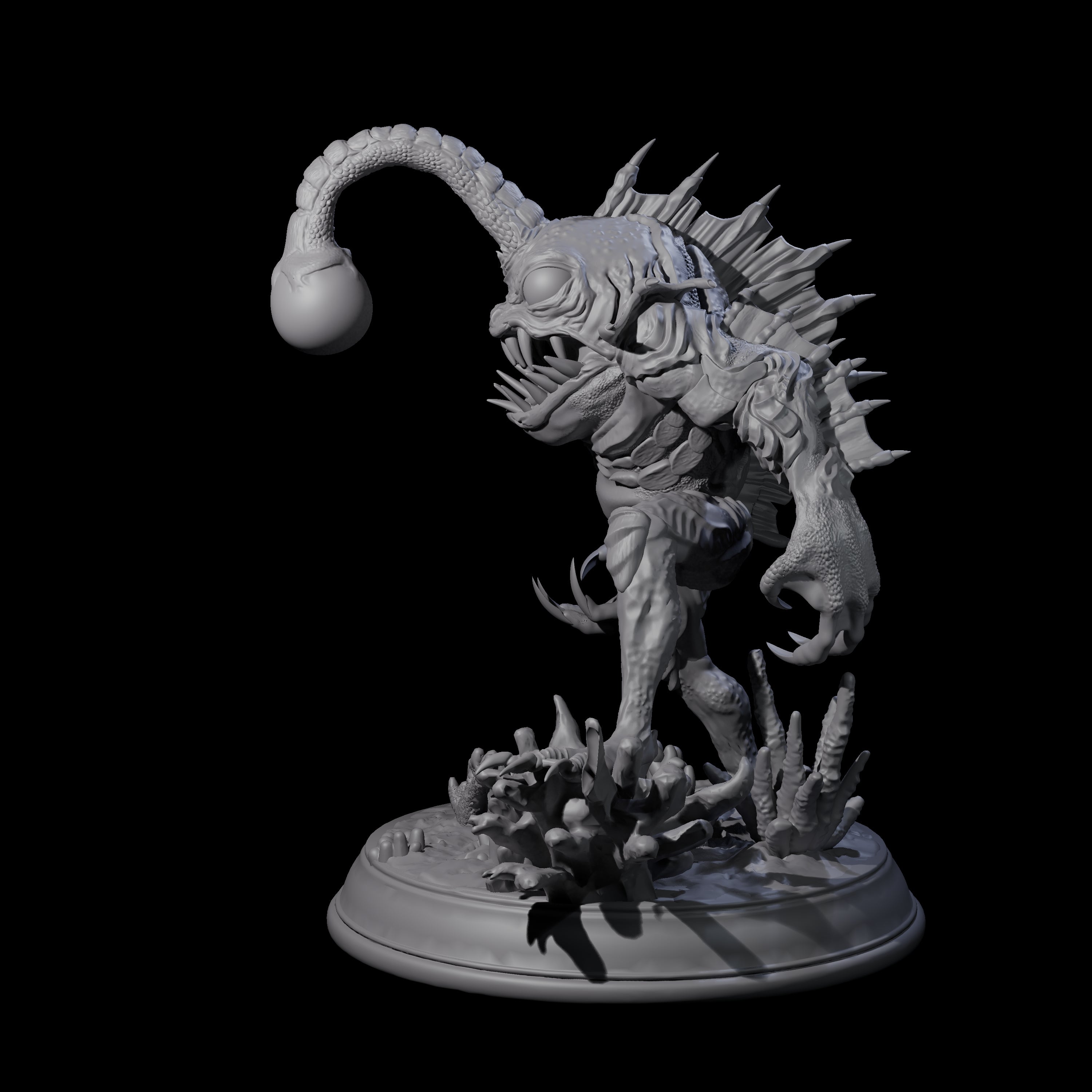 Screaming Anglerfish Sahuagin Barbarian Miniature for Dungeons and Dragons, Pathfinder or other TTRPGs