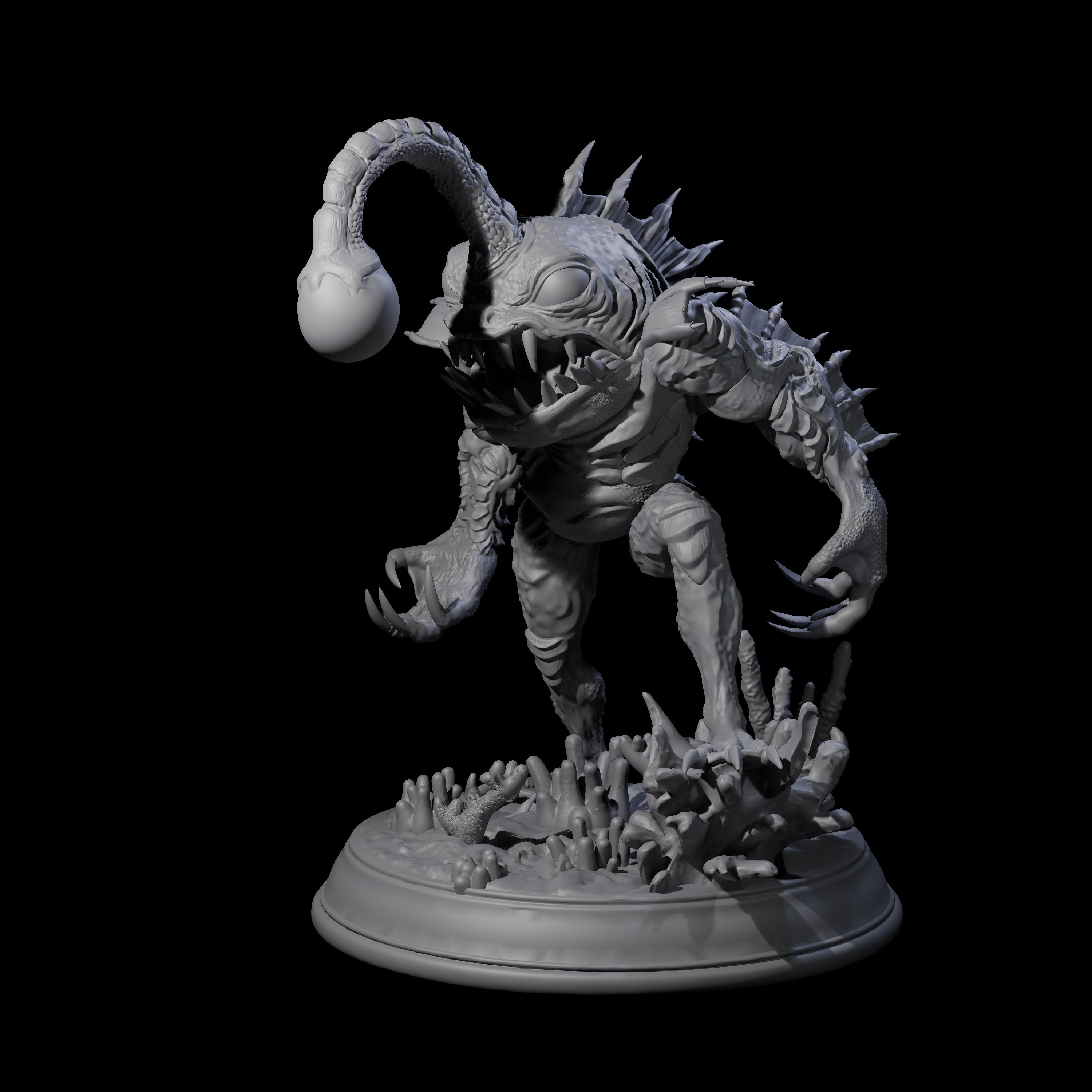 Screaming Anglerfish Sahuagin Barbarian Miniature for Dungeons and Dragons, Pathfinder or other TTRPGs