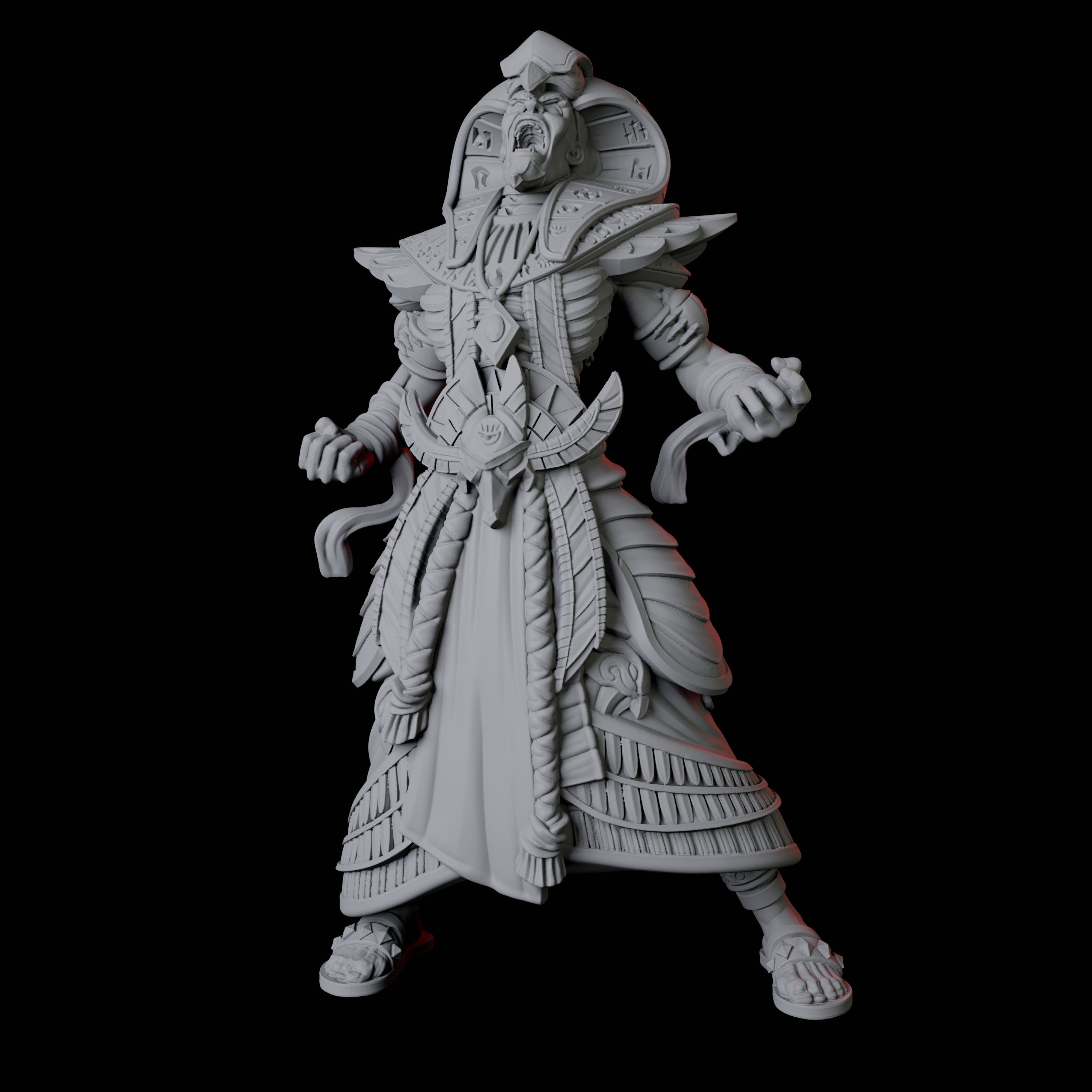 Screaming Undead Pharaoh Miniature for Dungeons and Dragons, Pathfinder or other TTRPGs