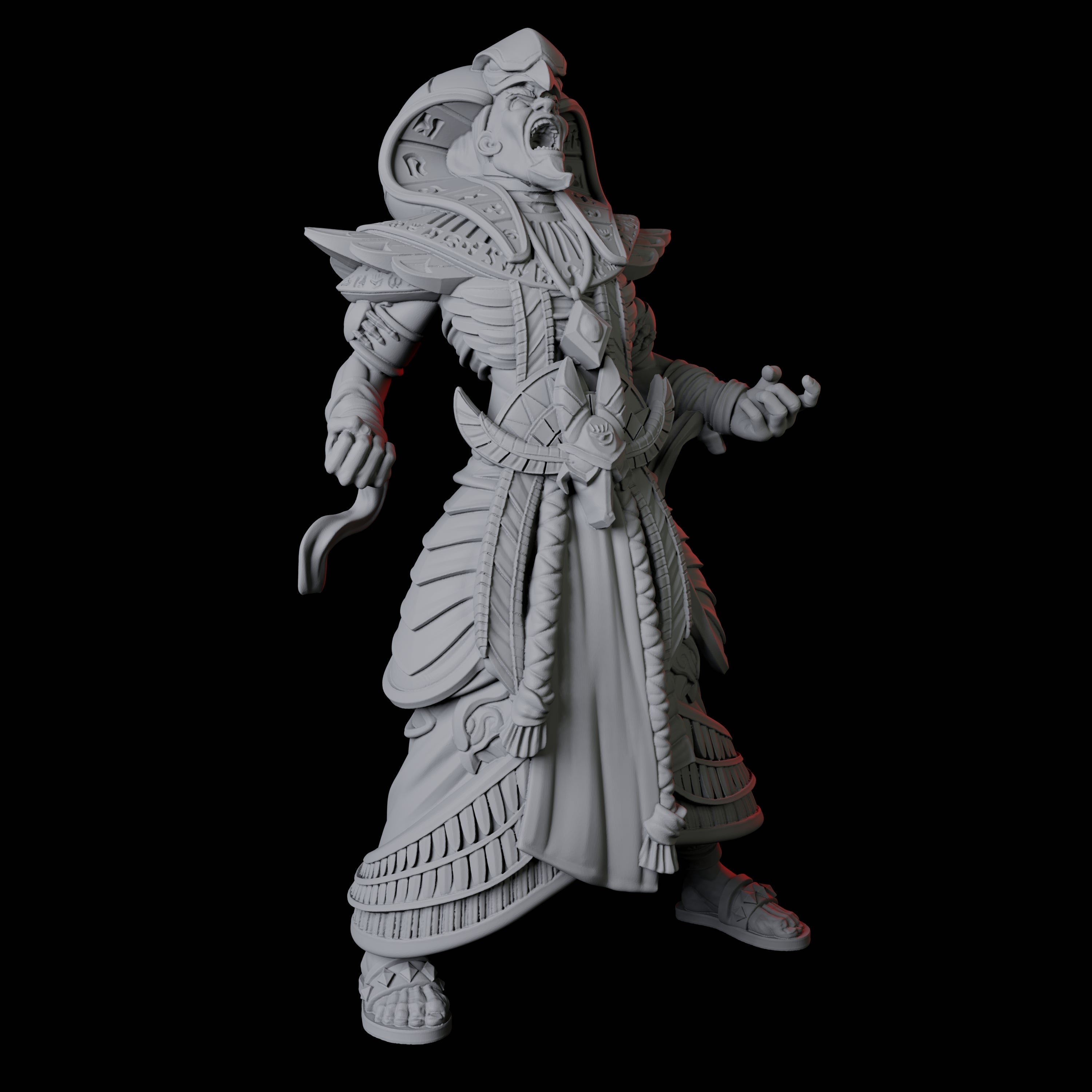 Screaming Undead Pharaoh Miniature for Dungeons and Dragons, Pathfinder or other TTRPGs