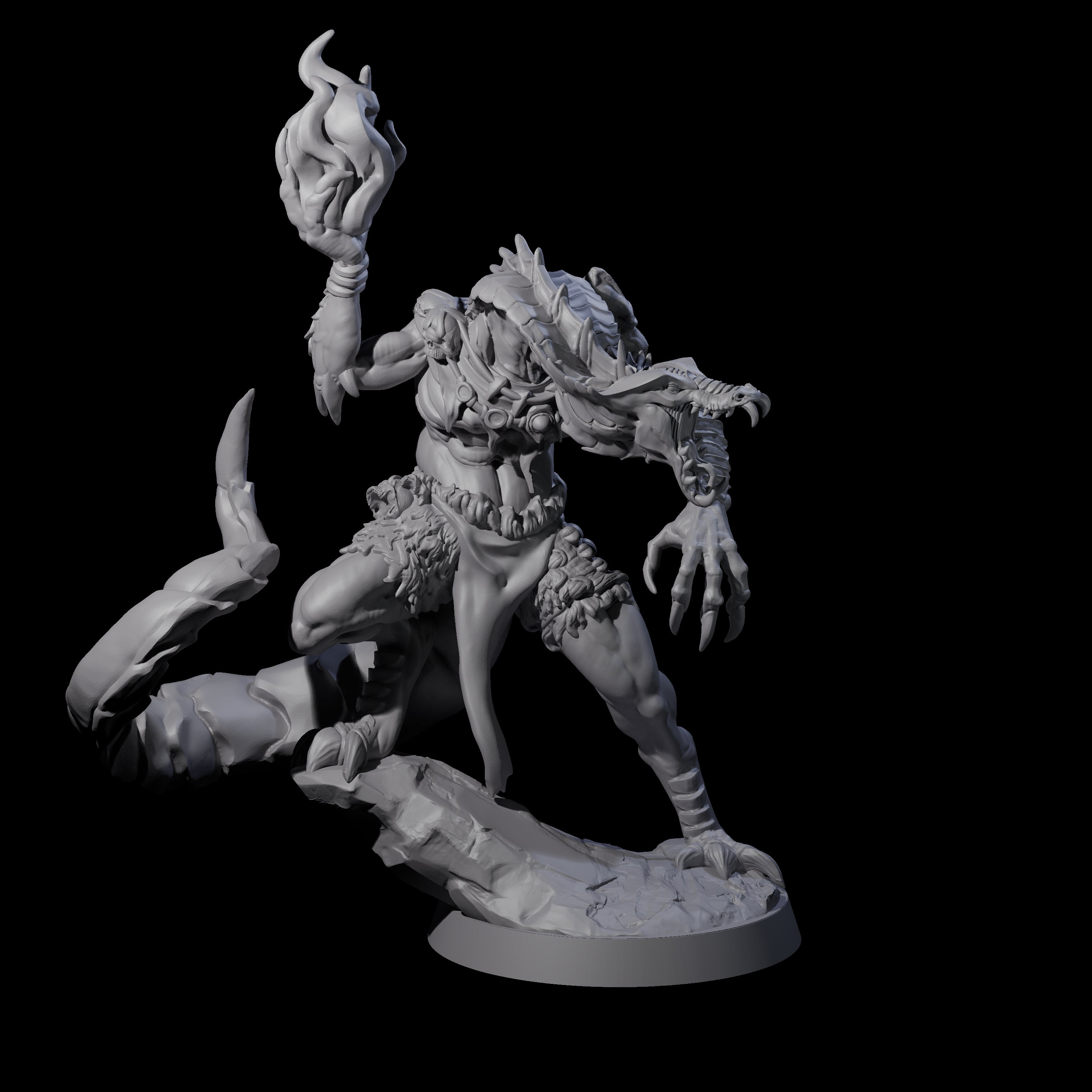 Screaming Yuan-Ti Sorcerer Miniature for Dungeons and Dragons, Pathfinder or other TTRPGs