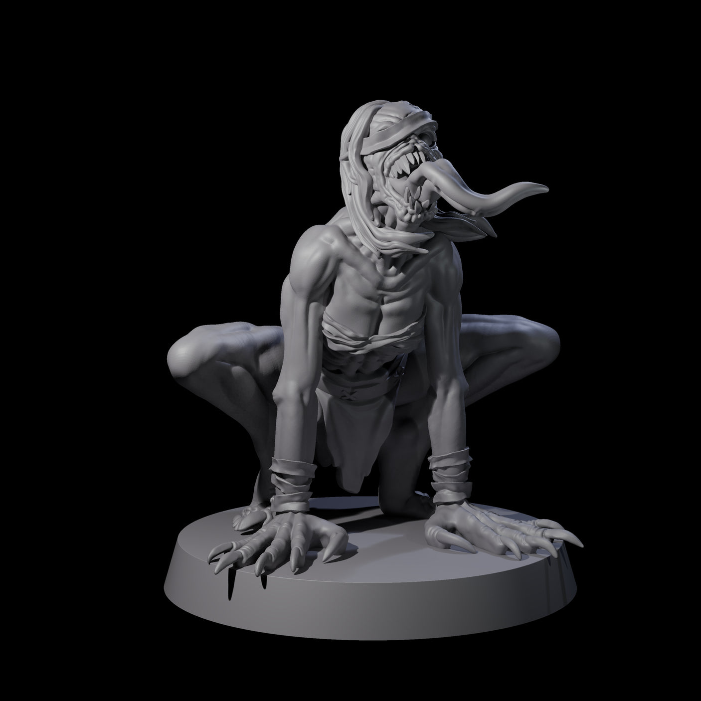 Screeching Ghoul C Miniature for Dungeons and Dragons, Pathfinder or other TTRPGs